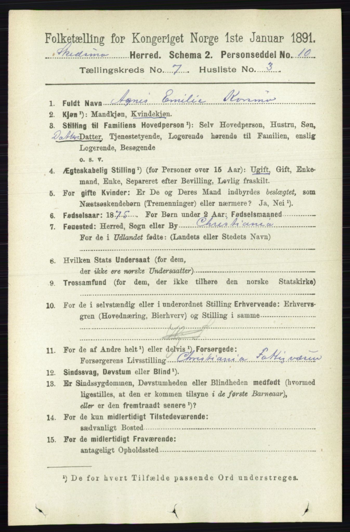 RA, 1891 census for 0231 Skedsmo, 1891, p. 3370