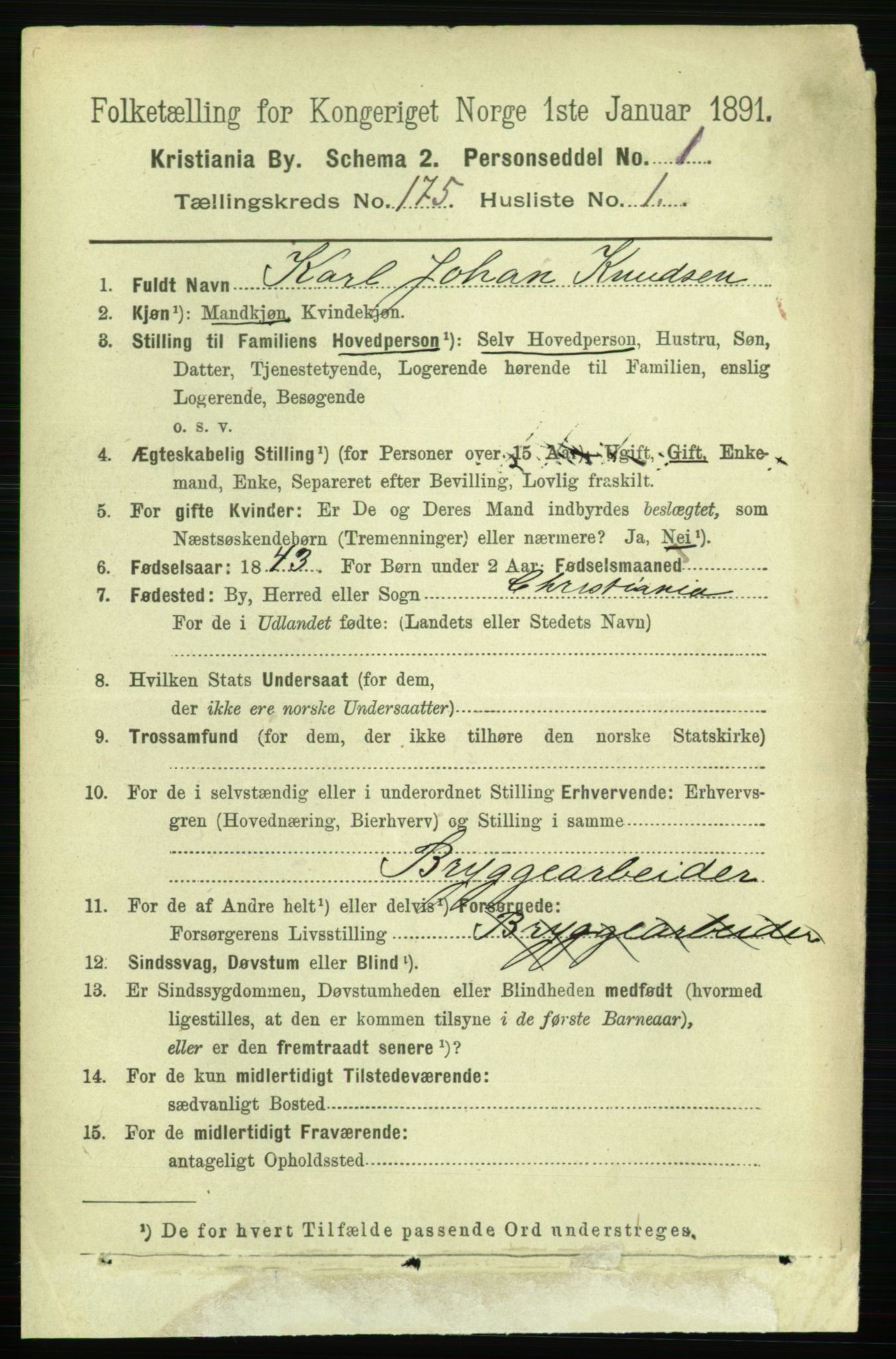 RA, 1891 census for 0301 Kristiania, 1891, p. 104748