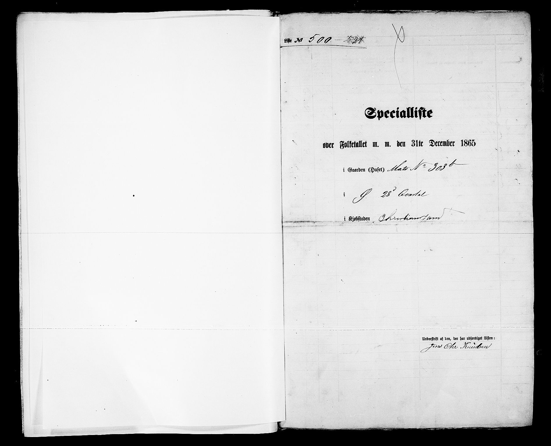 RA, 1865 census for Kristiansand, 1865, p. 1026