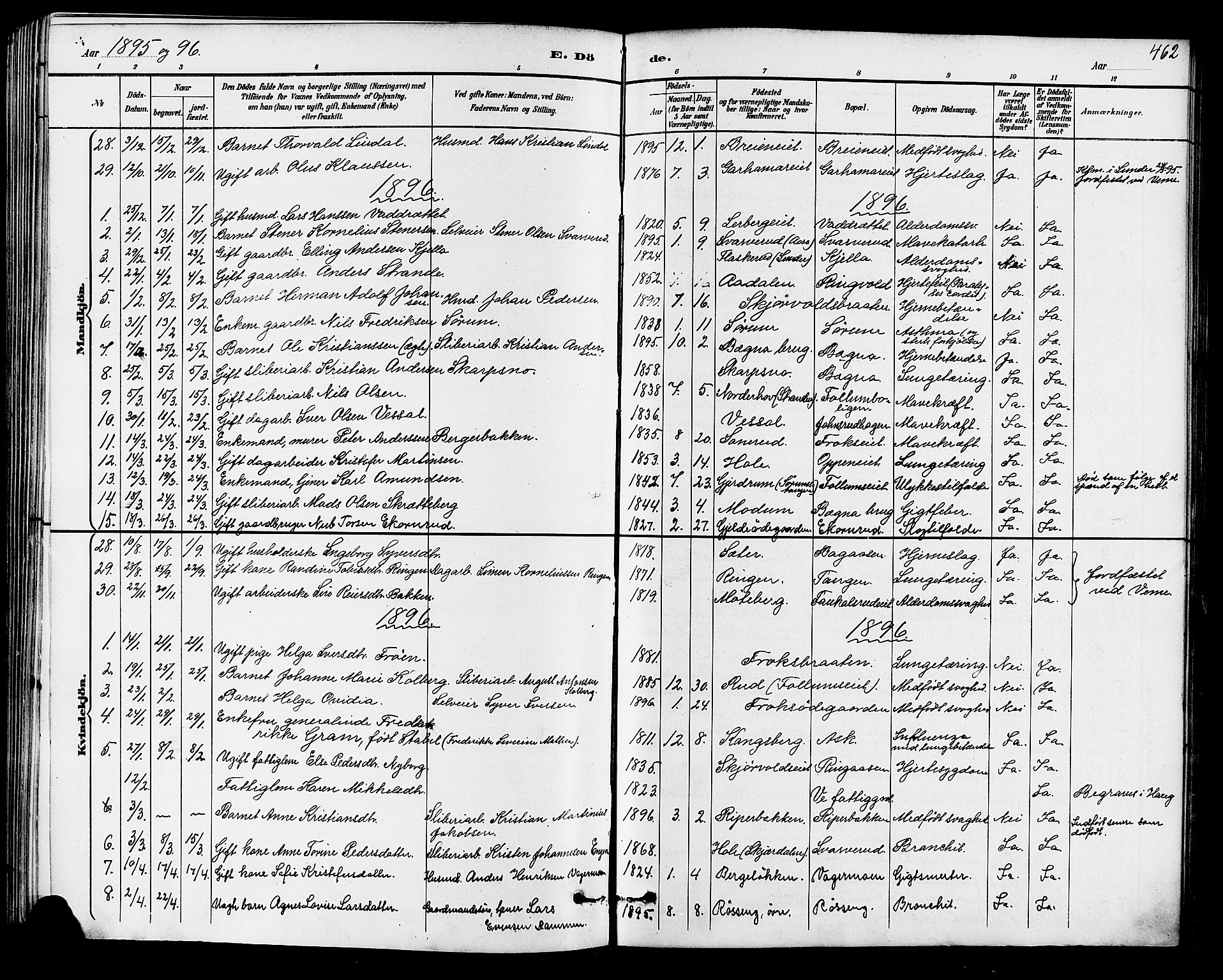 Norderhov kirkebøker, AV/SAKO-A-237/G/Ga/L0008: Parish register (copy) no. I 8, 1887-1912, p. 462