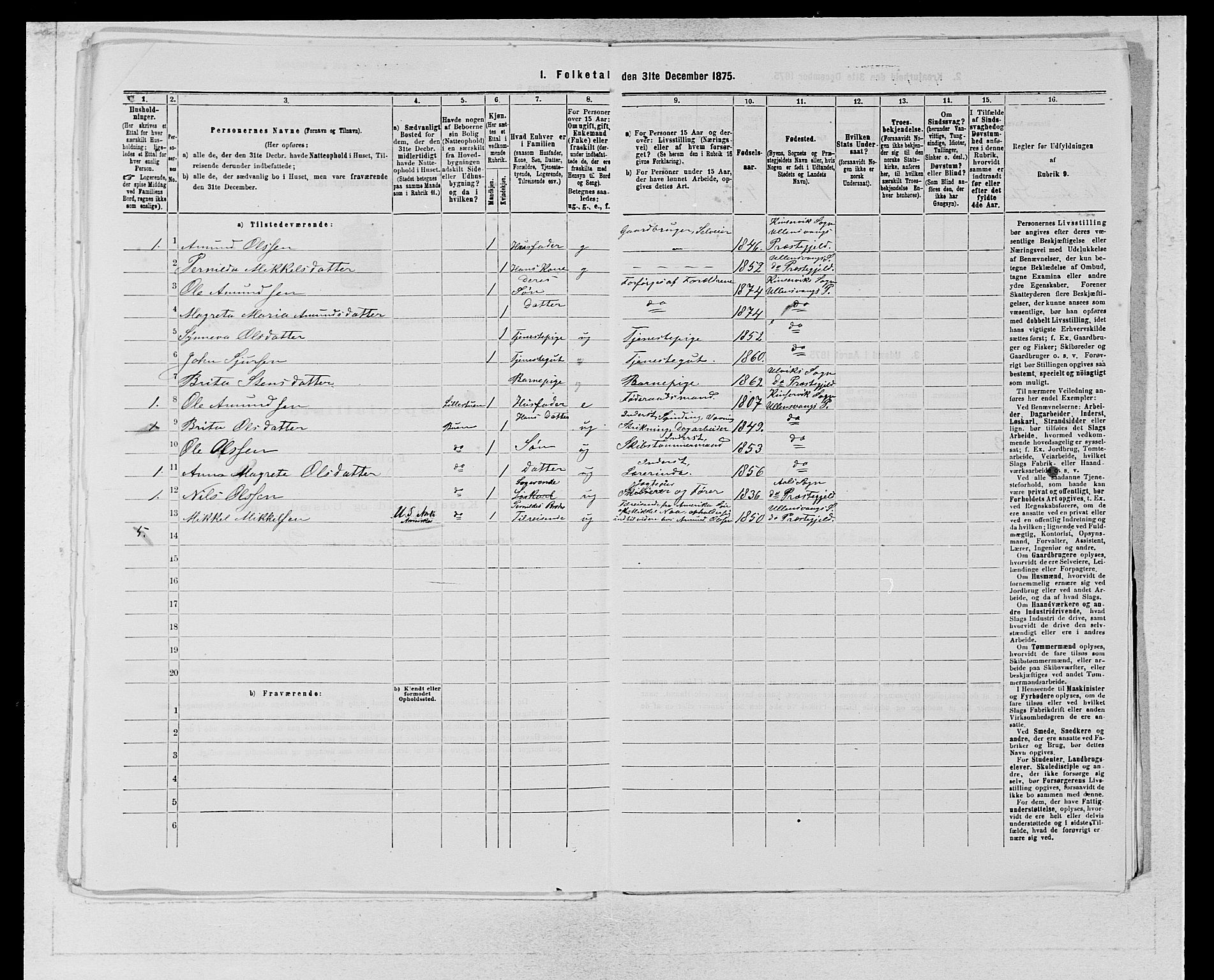 SAB, 1875 census for 1230P Ullensvang, 1875, p. 1316