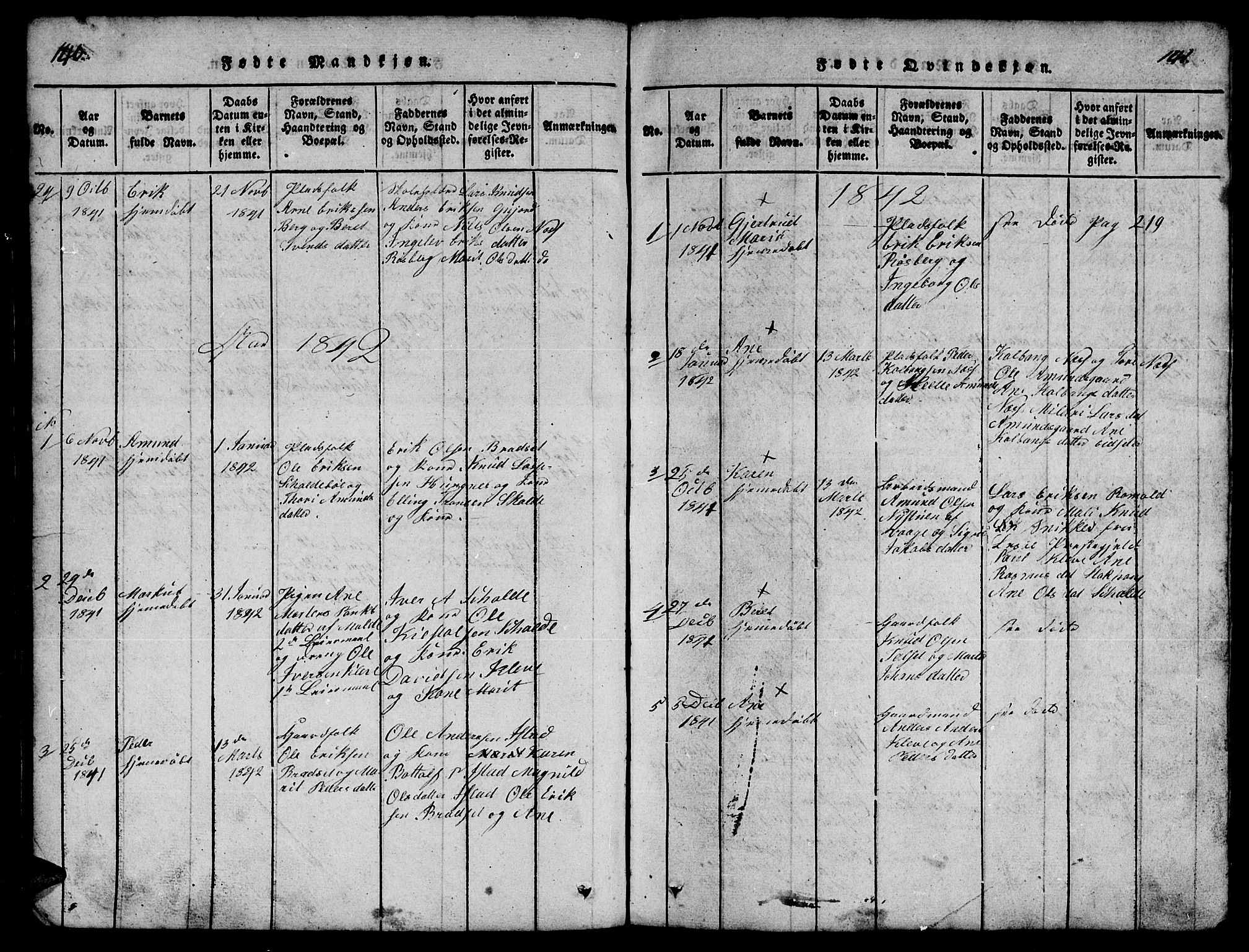 Ministerialprotokoller, klokkerbøker og fødselsregistre - Møre og Romsdal, SAT/A-1454/557/L0683: Parish register (copy) no. 557C01, 1818-1862, p. 140-141