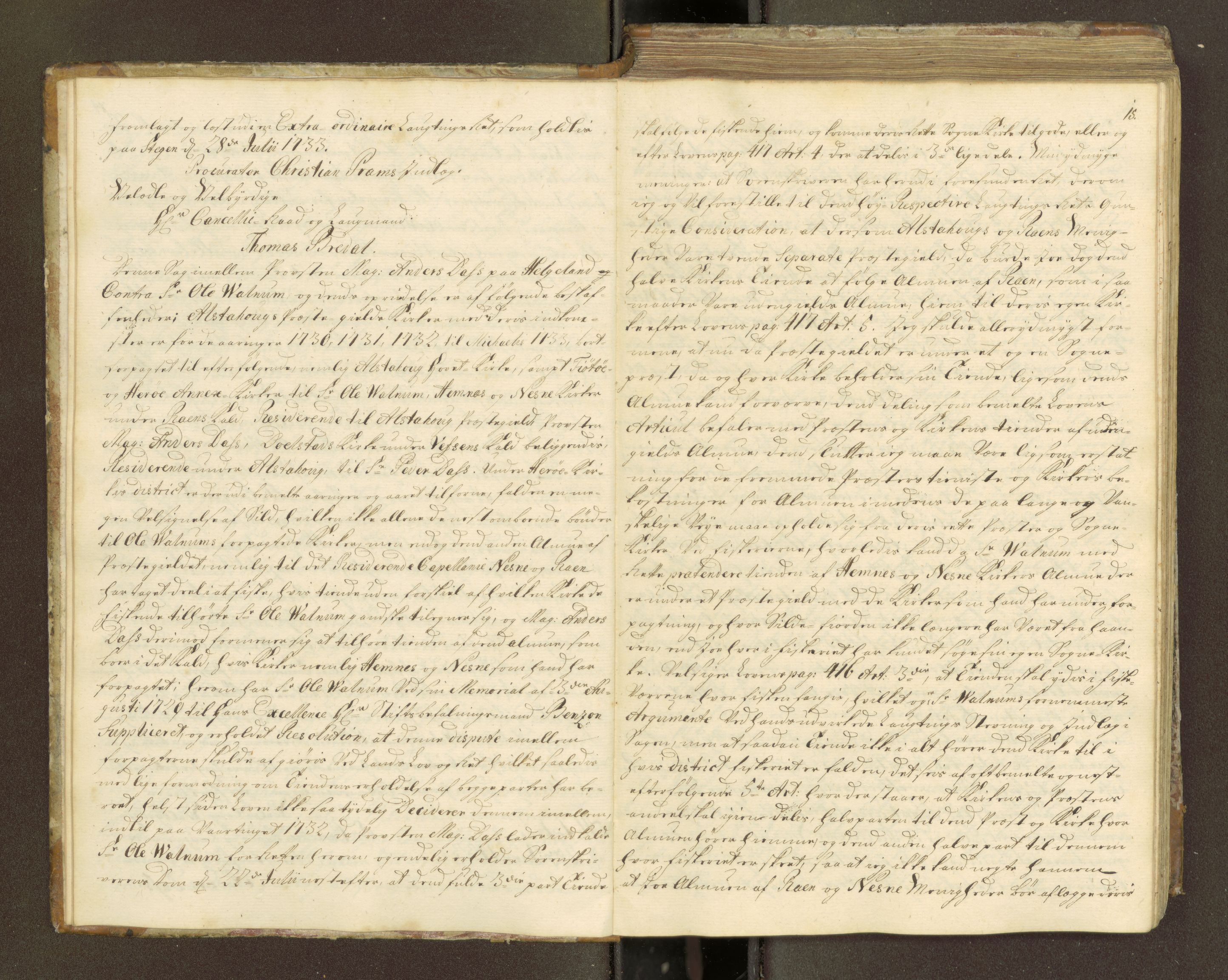 Nordland og Finnmarks lagstol, AV/SAT-A-5608/X/L0011: Domkopibok/justisprotokoll, 1733-1736, p. 14b-15a