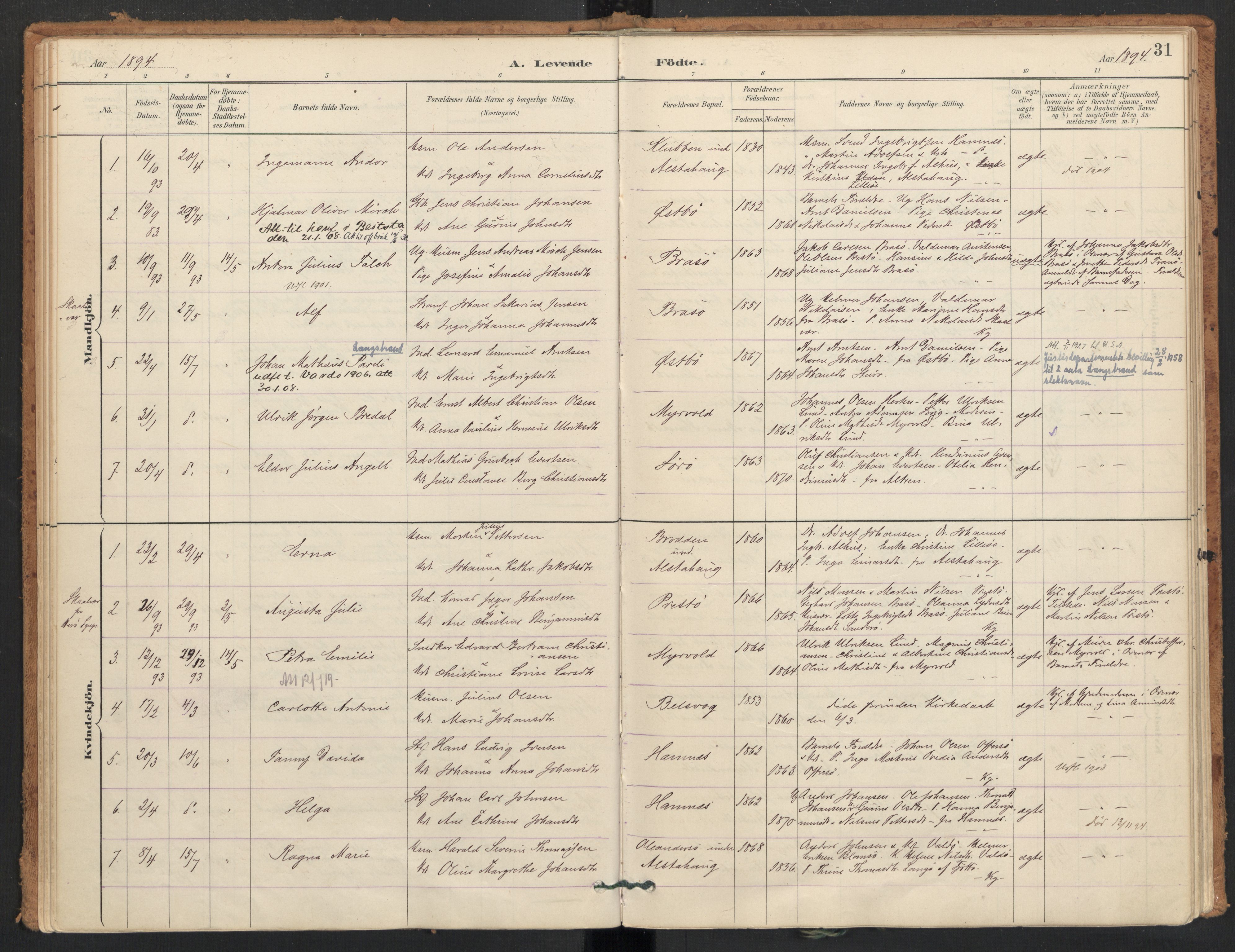 Ministerialprotokoller, klokkerbøker og fødselsregistre - Nordland, SAT/A-1459/830/L0453: Parish register (official) no. 830A17, 1886-1911, p. 31
