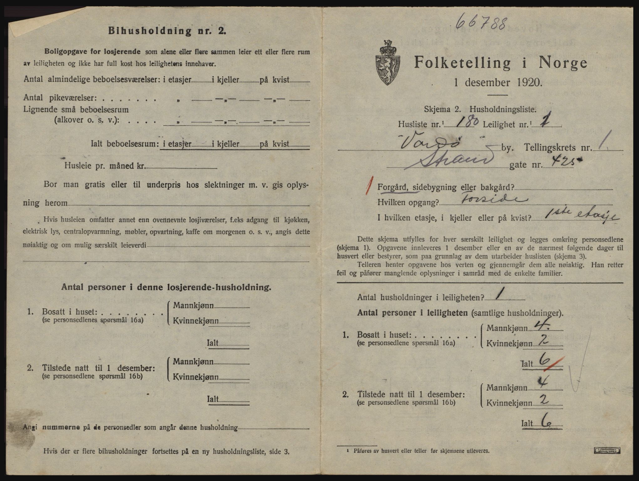 SATØ, 1920 census for Vardø, 1920, p. 1633