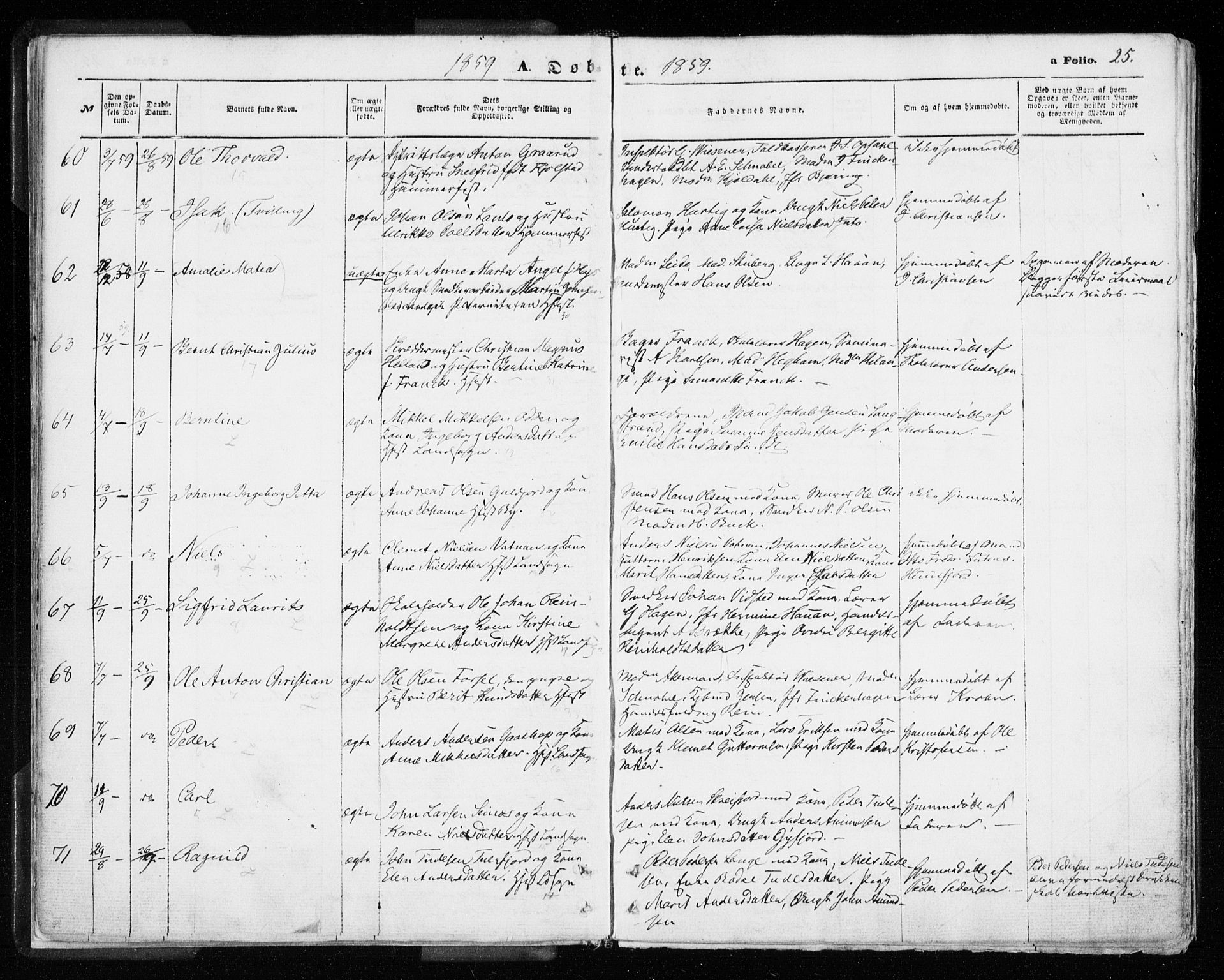 Hammerfest sokneprestkontor, SATØ/S-1347/H/Ha/L0005.kirke: Parish register (official) no. 5, 1857-1869, p. 25