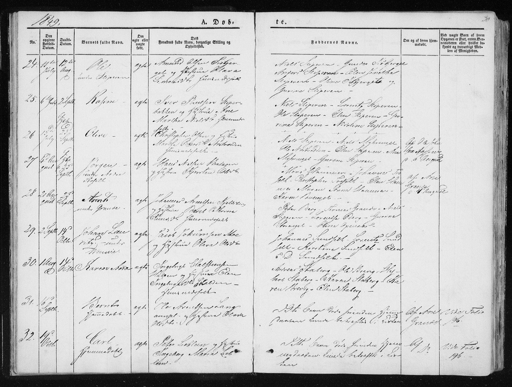 Ministerialprotokoller, klokkerbøker og fødselsregistre - Nord-Trøndelag, AV/SAT-A-1458/733/L0323: Parish register (official) no. 733A02, 1843-1870, p. 30