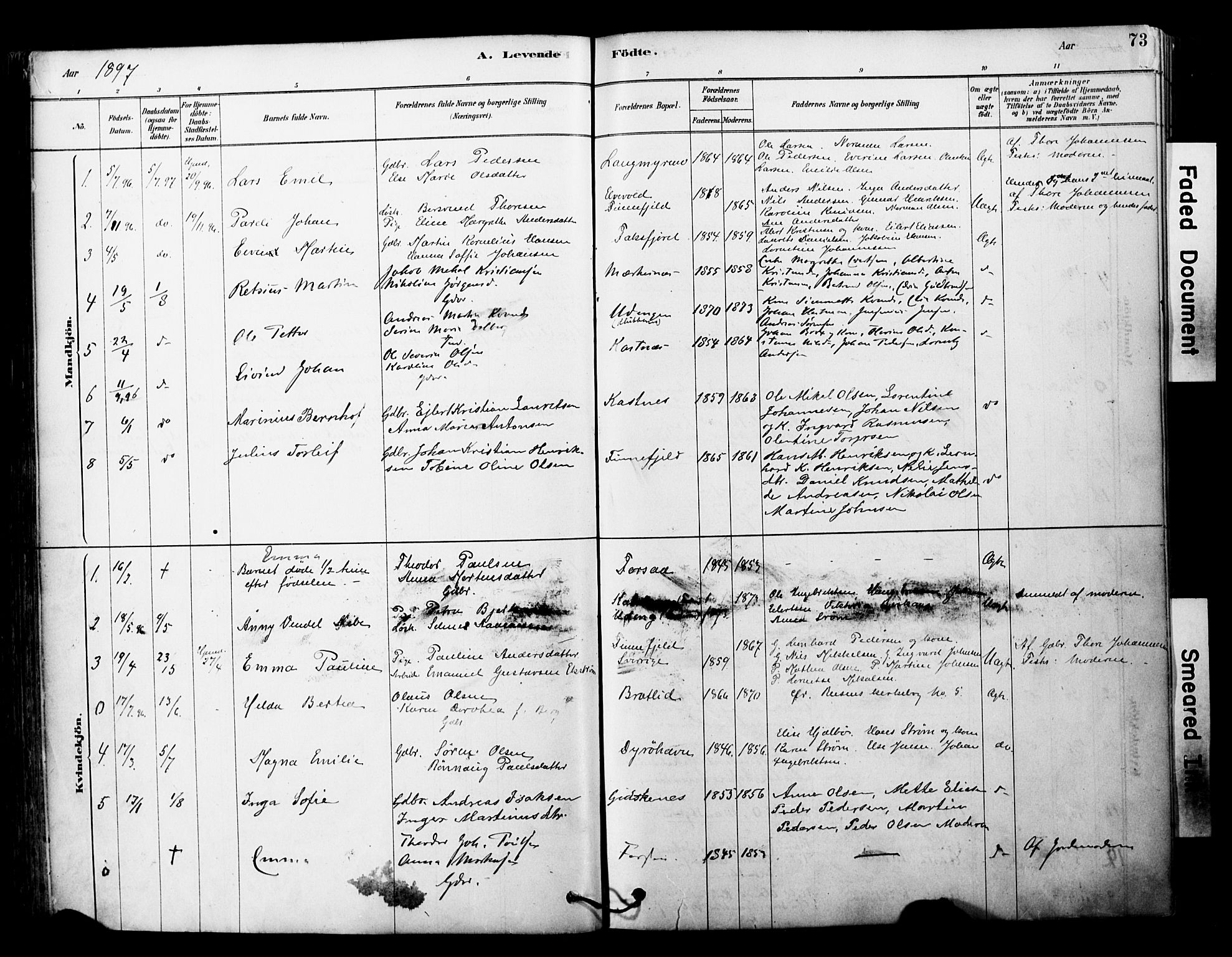 Tranøy sokneprestkontor, SATØ/S-1313/I/Ia/Iaa/L0011kirke: Parish register (official) no. 11, 1878-1904, p. 73