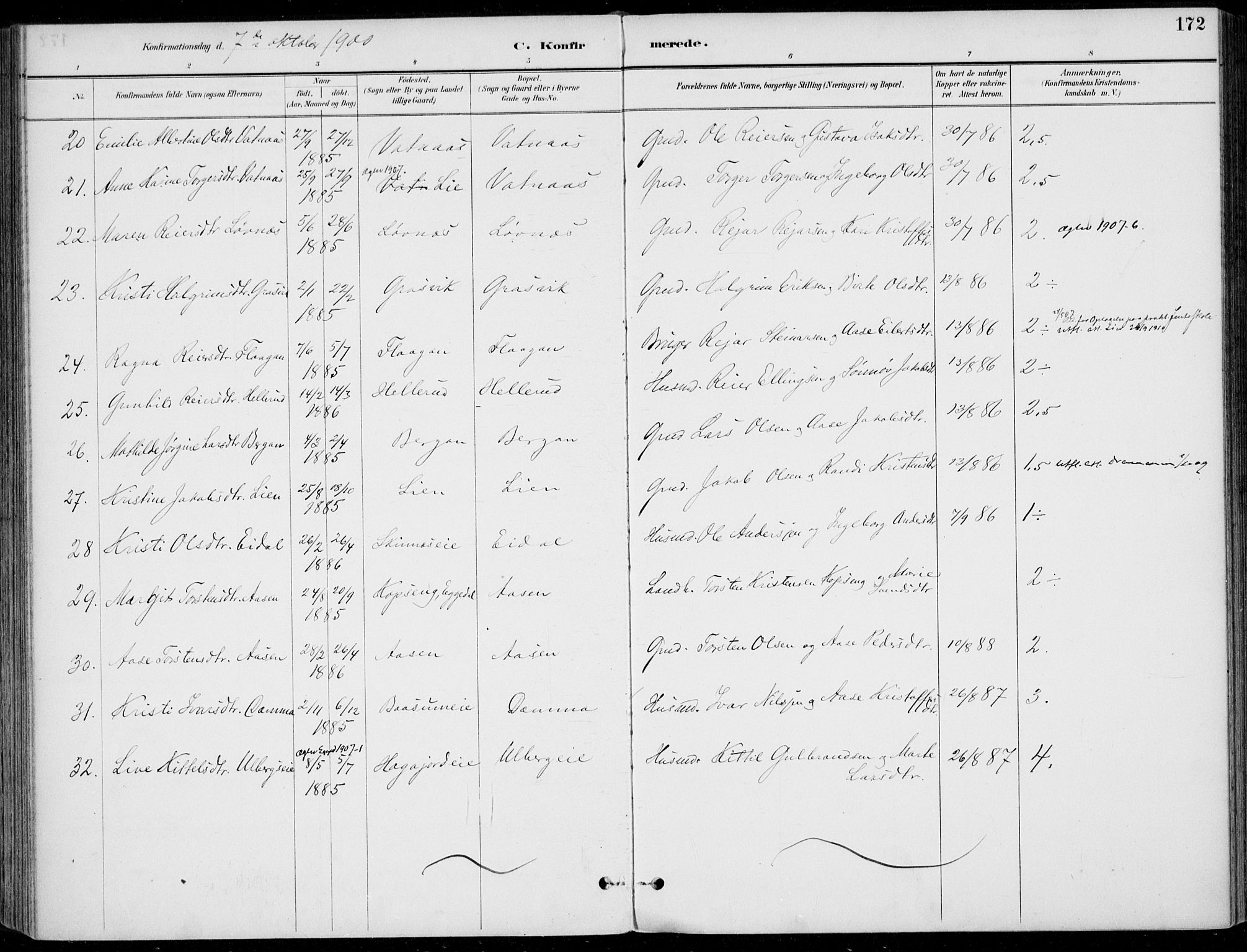 Sigdal kirkebøker, AV/SAKO-A-245/F/Fb/L0001: Parish register (official) no. II 1, 1888-1900, p. 172