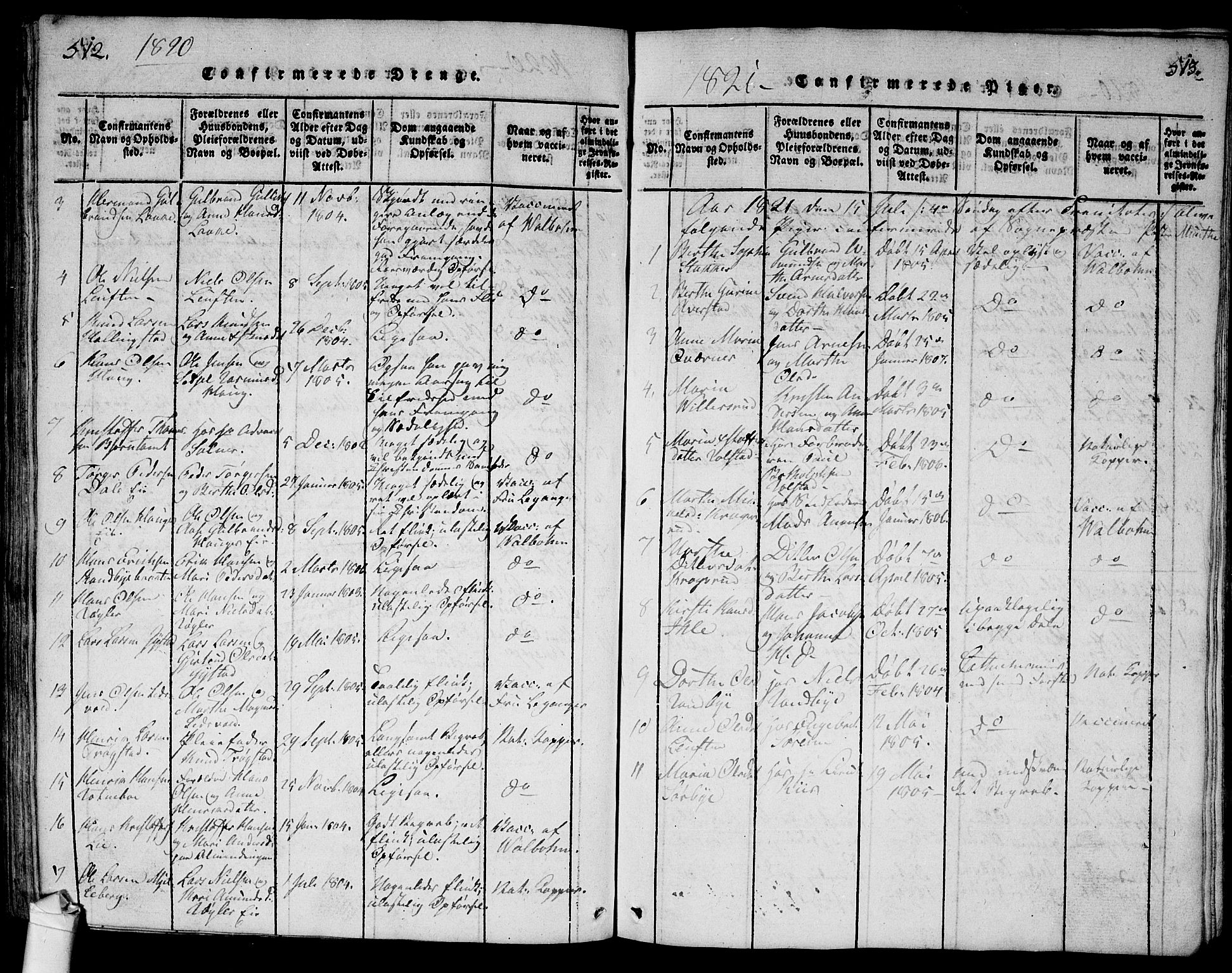 Ullensaker prestekontor Kirkebøker, SAO/A-10236a/G/Ga/L0001: Parish register (copy) no. I 1, 1815-1835, p. 512-513