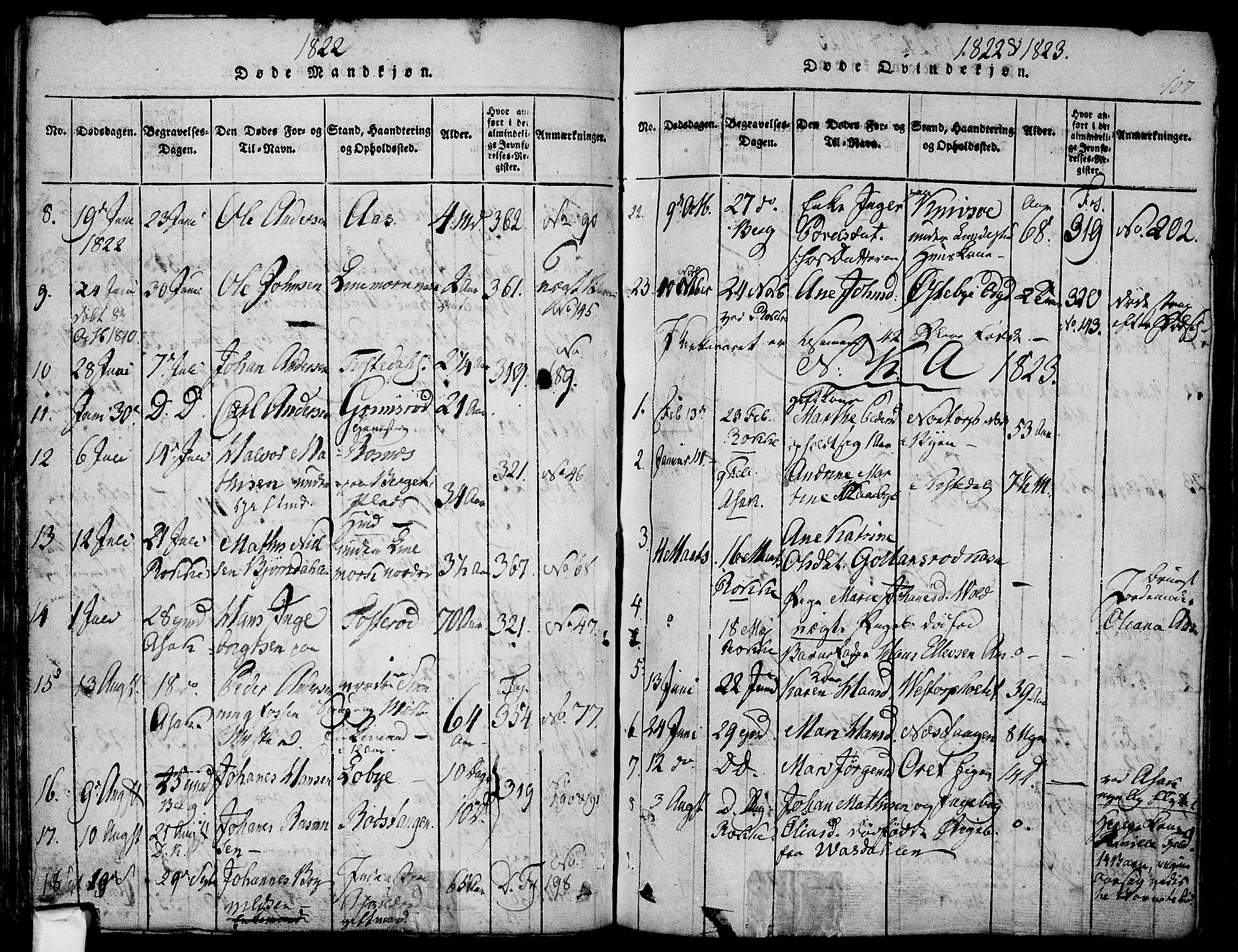 Berg prestekontor Kirkebøker, SAO/A-10902/F/Fa/L0002: Parish register (official) no. I 2, 1815-1831, p. 107