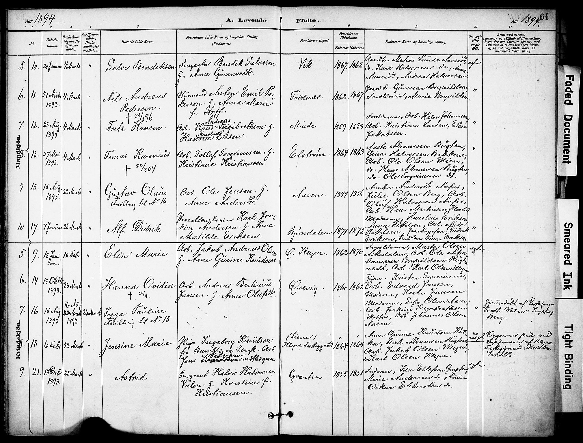 Solum kirkebøker, SAKO/A-306/F/Fa/L0010: Parish register (official) no. I 10, 1888-1898, p. 64