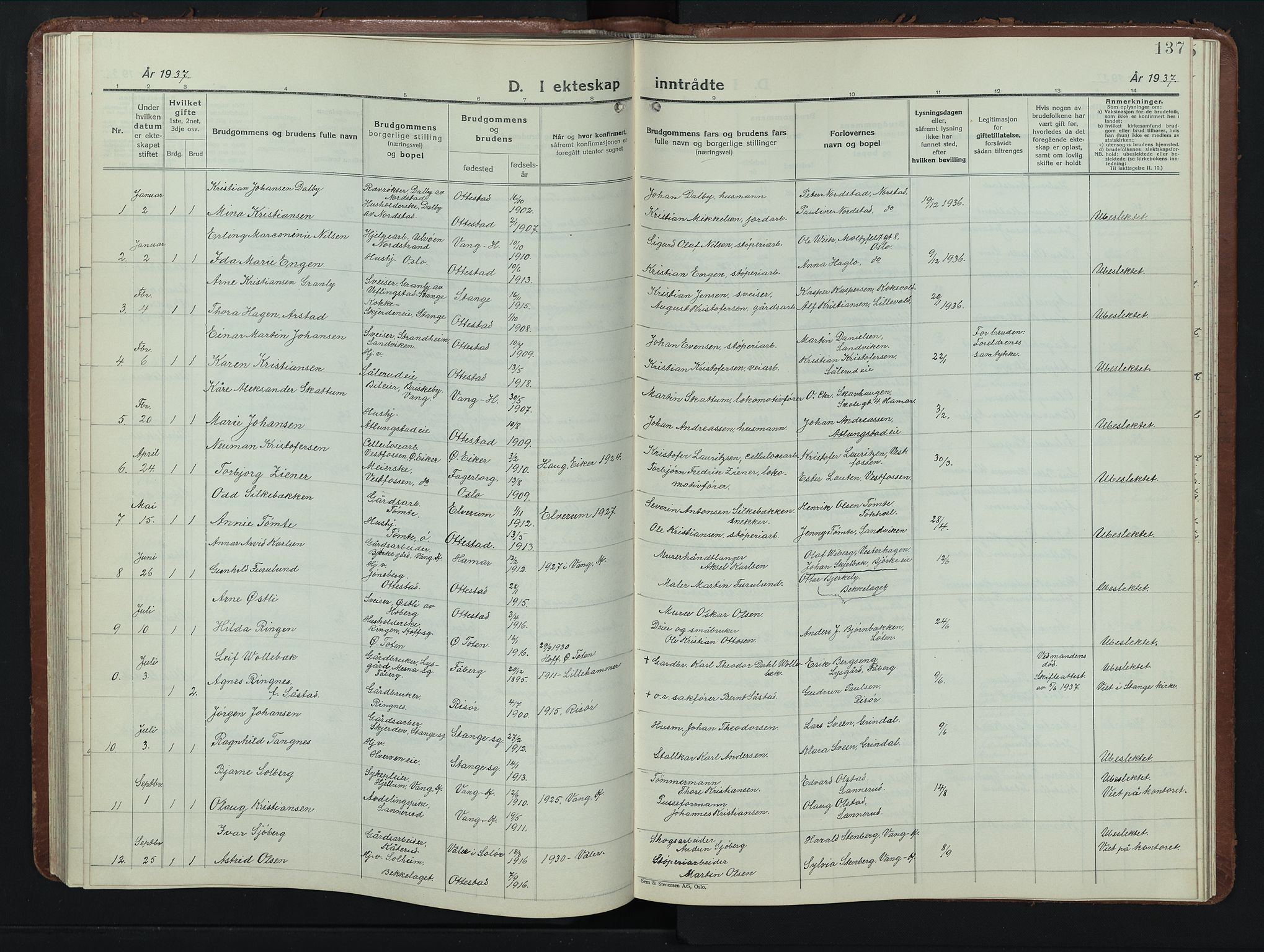 Stange prestekontor, SAH/PREST-002/L/L0019: Parish register (copy) no. 19, 1929-1947, p. 137