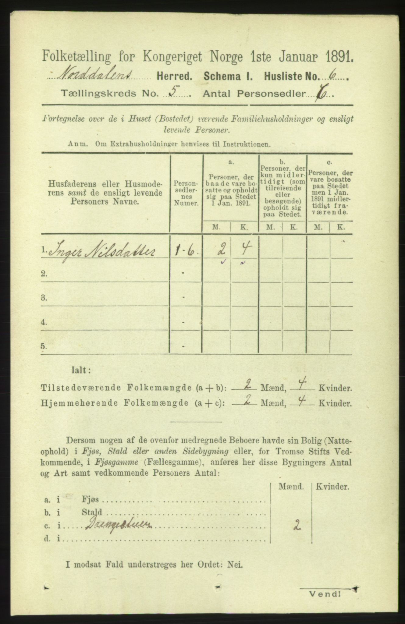 RA, 1891 census for 1524 Norddal, 1891, p. 971