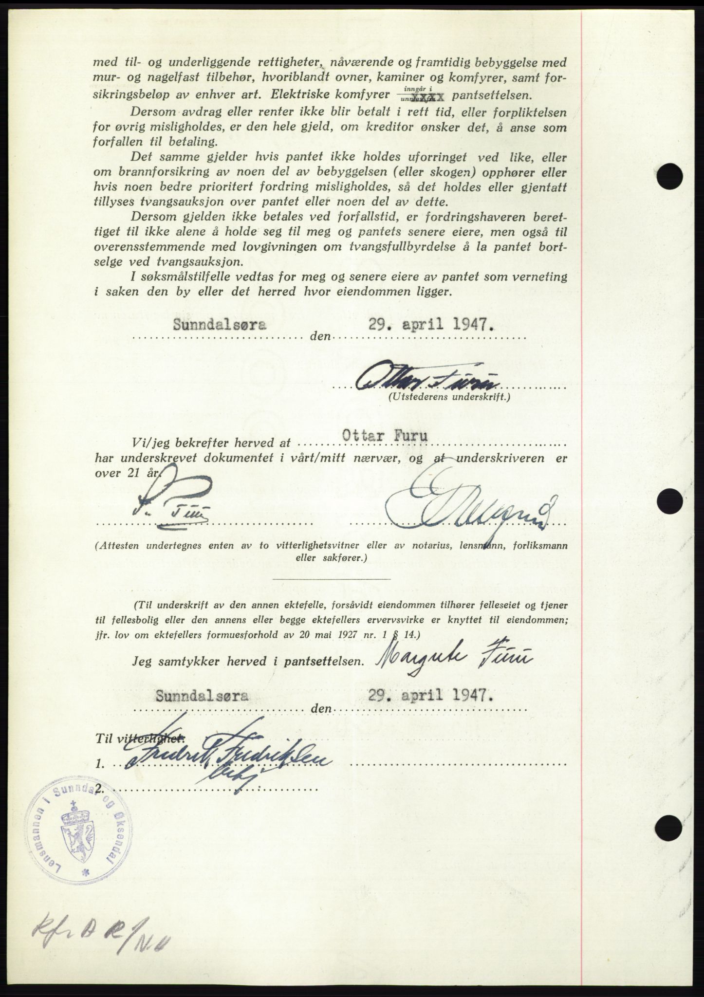 Nordmøre sorenskriveri, AV/SAT-A-4132/1/2/2Ca: Mortgage book no. B96, 1947-1947, Diary no: : 1132/1947