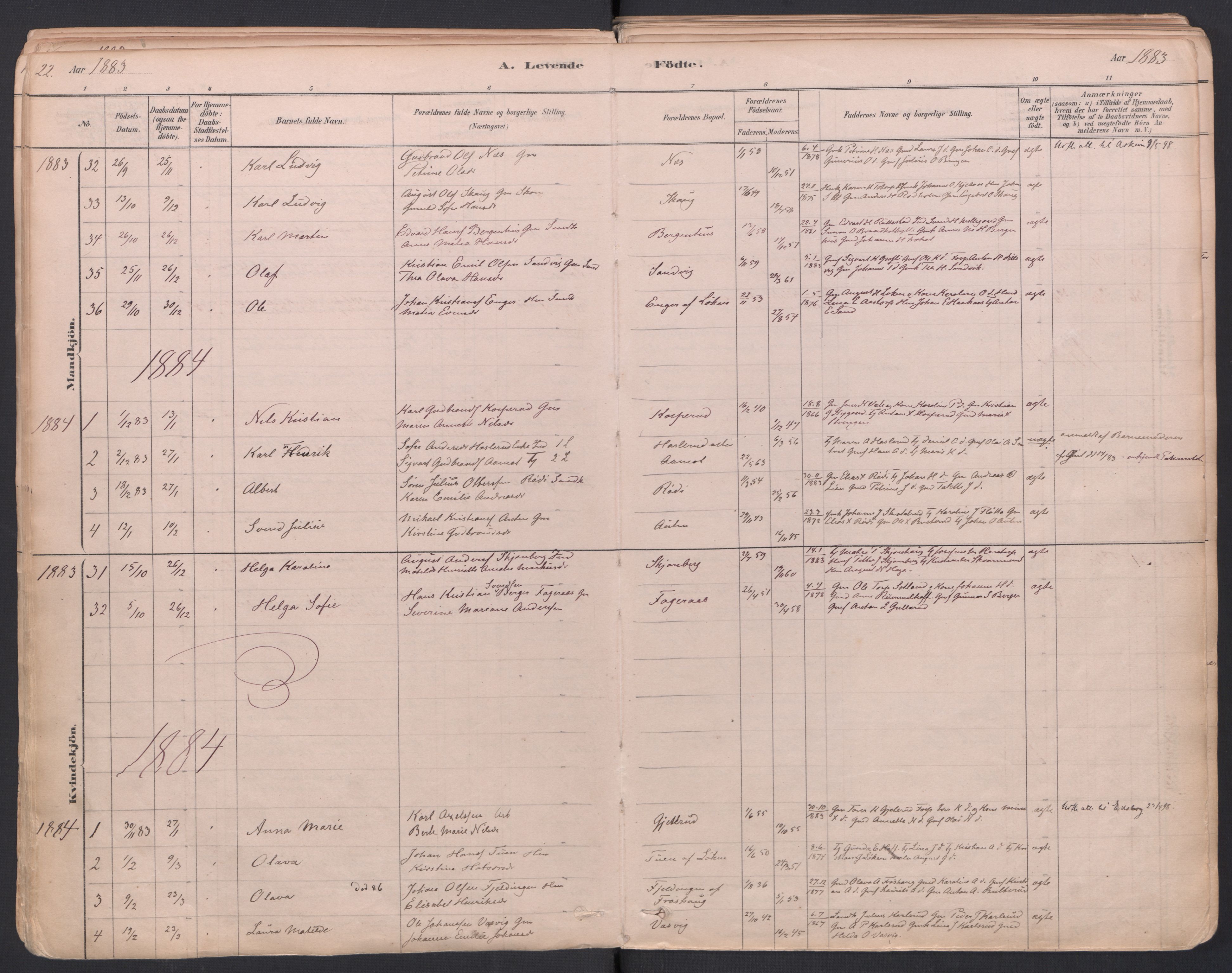 Trøgstad prestekontor Kirkebøker, AV/SAO-A-10925/F/Fa/L0010: Parish register (official) no. I 10, 1878-1898, p. 22