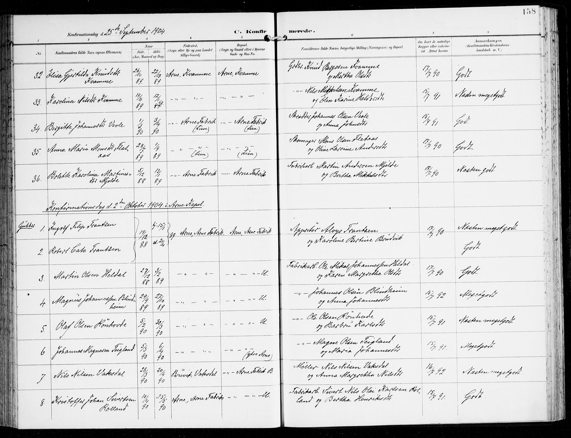 Haus sokneprestembete, AV/SAB-A-75601/H/Haa: Parish register (official) no. D 2, 1899-1912, p. 158