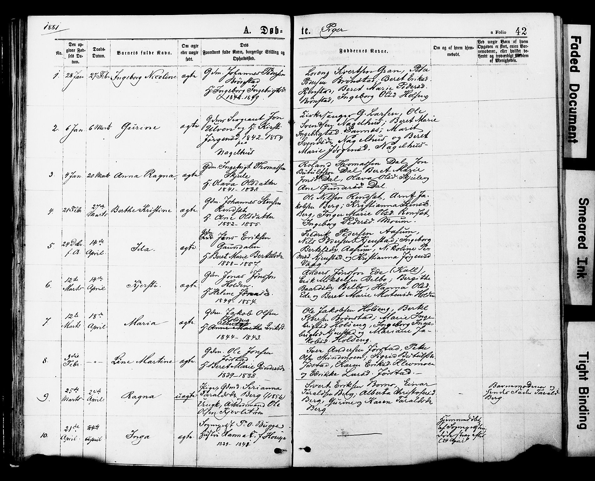 Ministerialprotokoller, klokkerbøker og fødselsregistre - Nord-Trøndelag, AV/SAT-A-1458/749/L0473: Parish register (official) no. 749A07, 1873-1887, p. 42