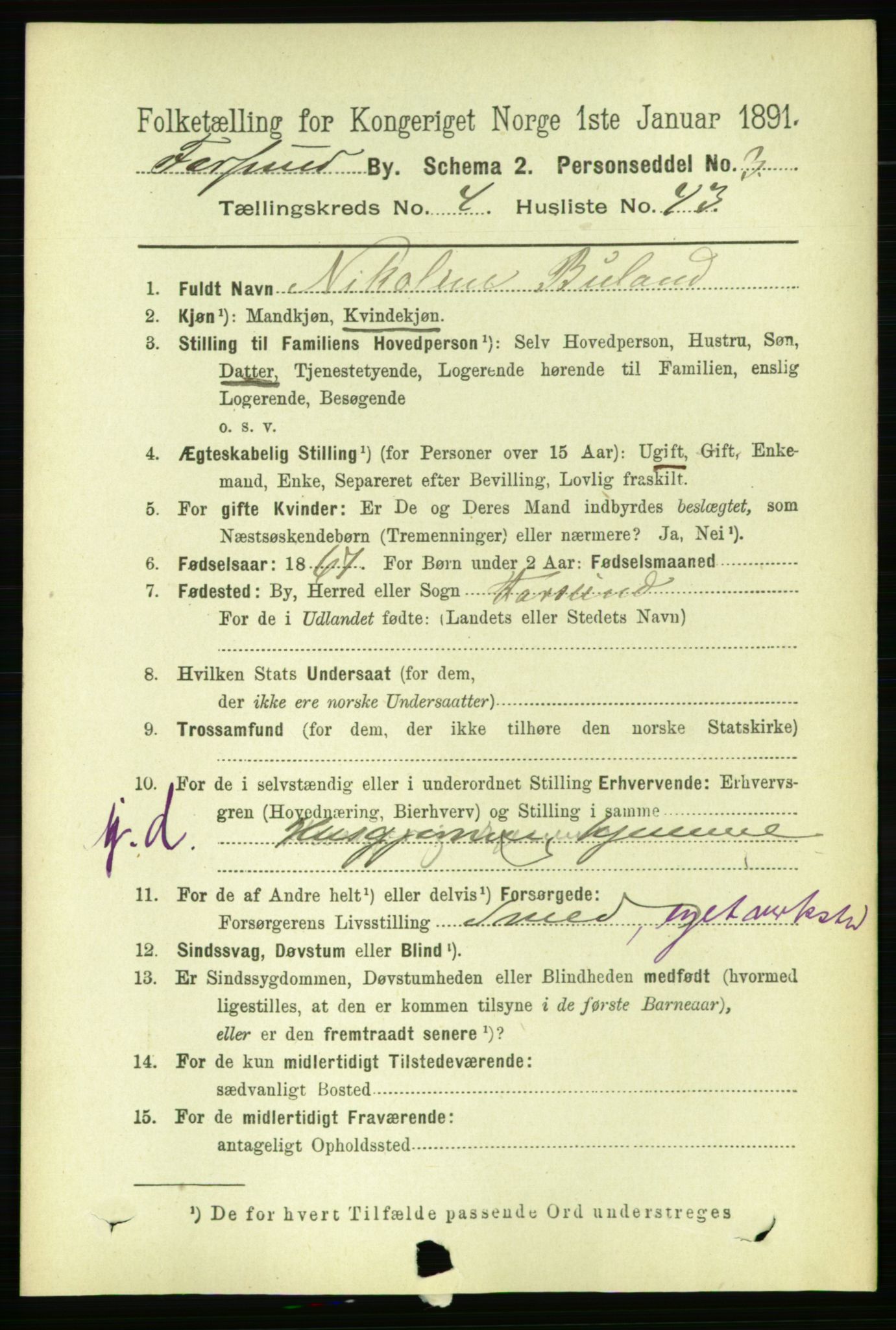 RA, 1891 census for 1003 Farsund, 1891, p. 1938