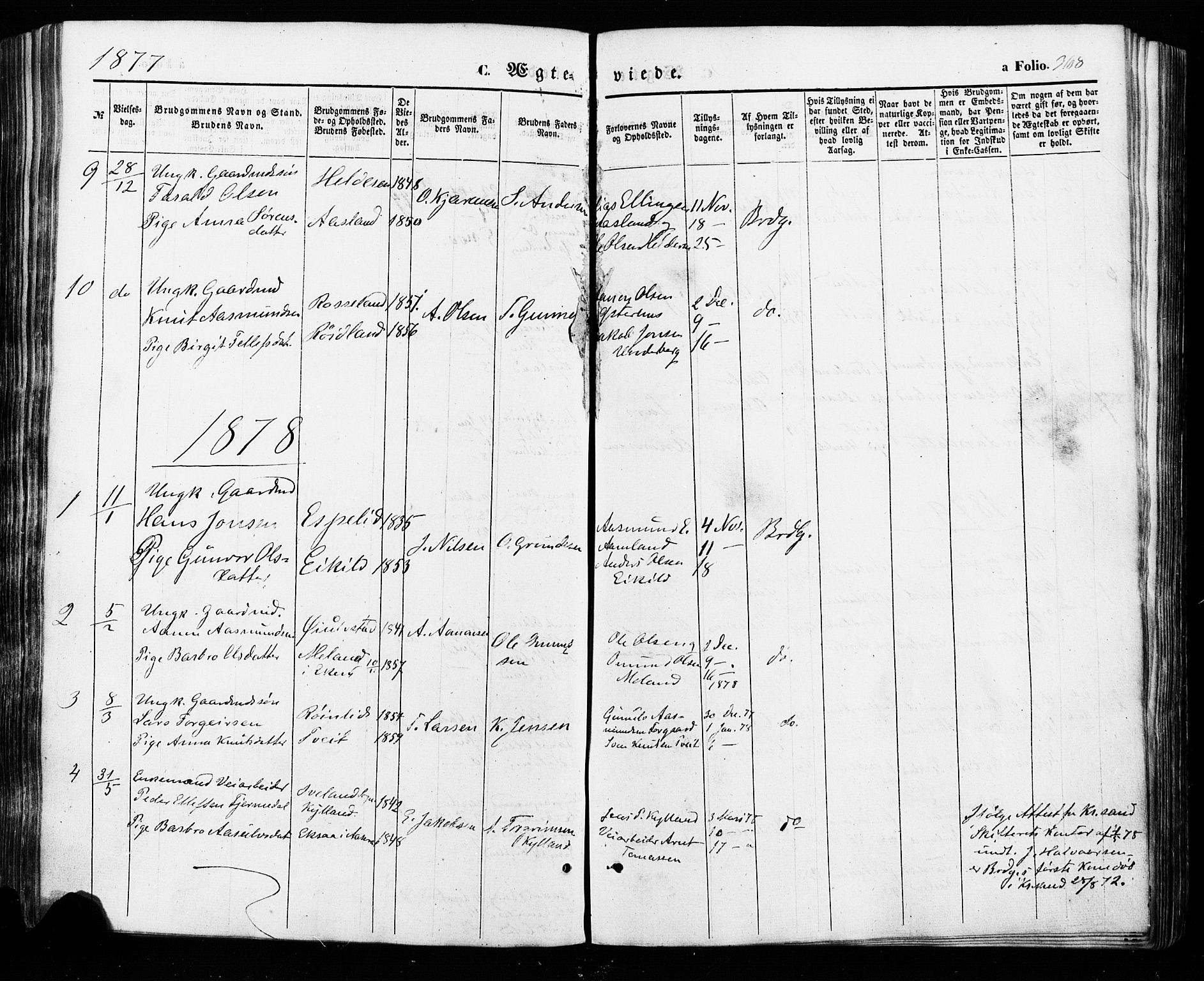 Åseral sokneprestkontor, SAK/1111-0051/F/Fa/L0002: Parish register (official) no. A 2, 1854-1884, p. 368