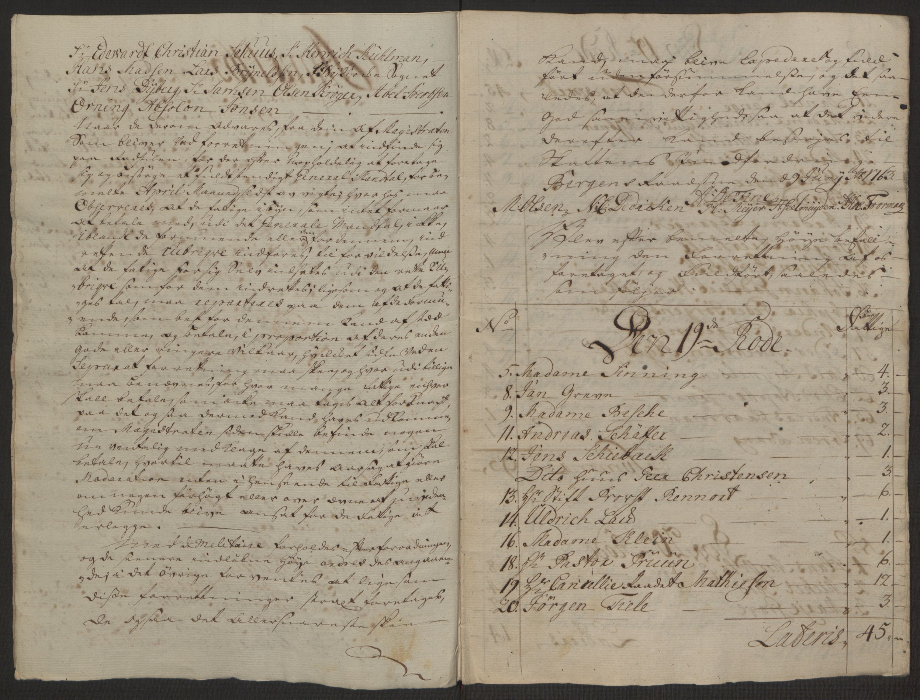 Rentekammeret inntil 1814, Reviderte regnskaper, Byregnskaper, AV/RA-EA-4066/R/Rp/L0366/0001: [P20] Kontribusjonsregnskap / Ekstraskatt, 1763, p. 228