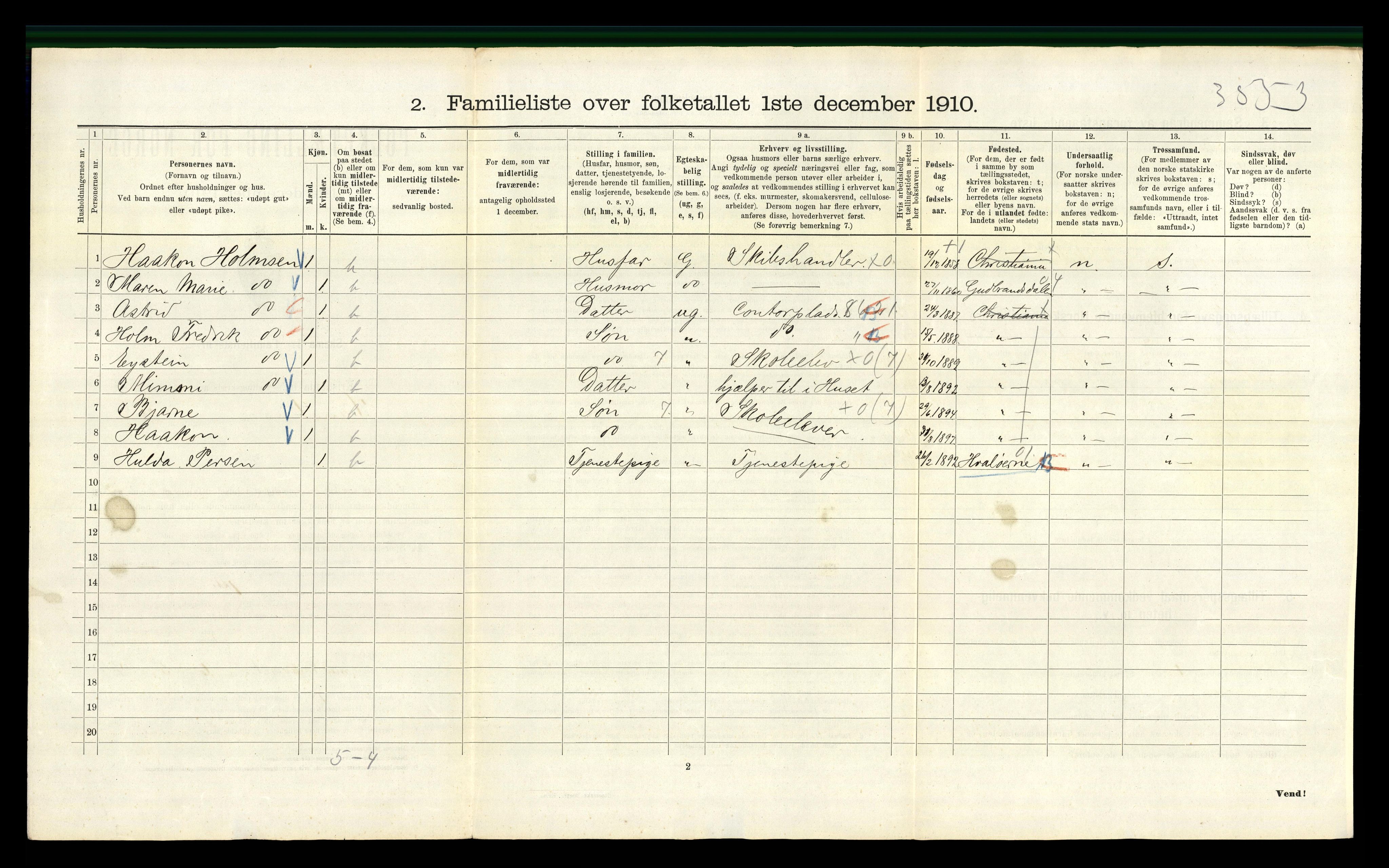 RA, 1910 census for Kristiania, 1910, p. 33908