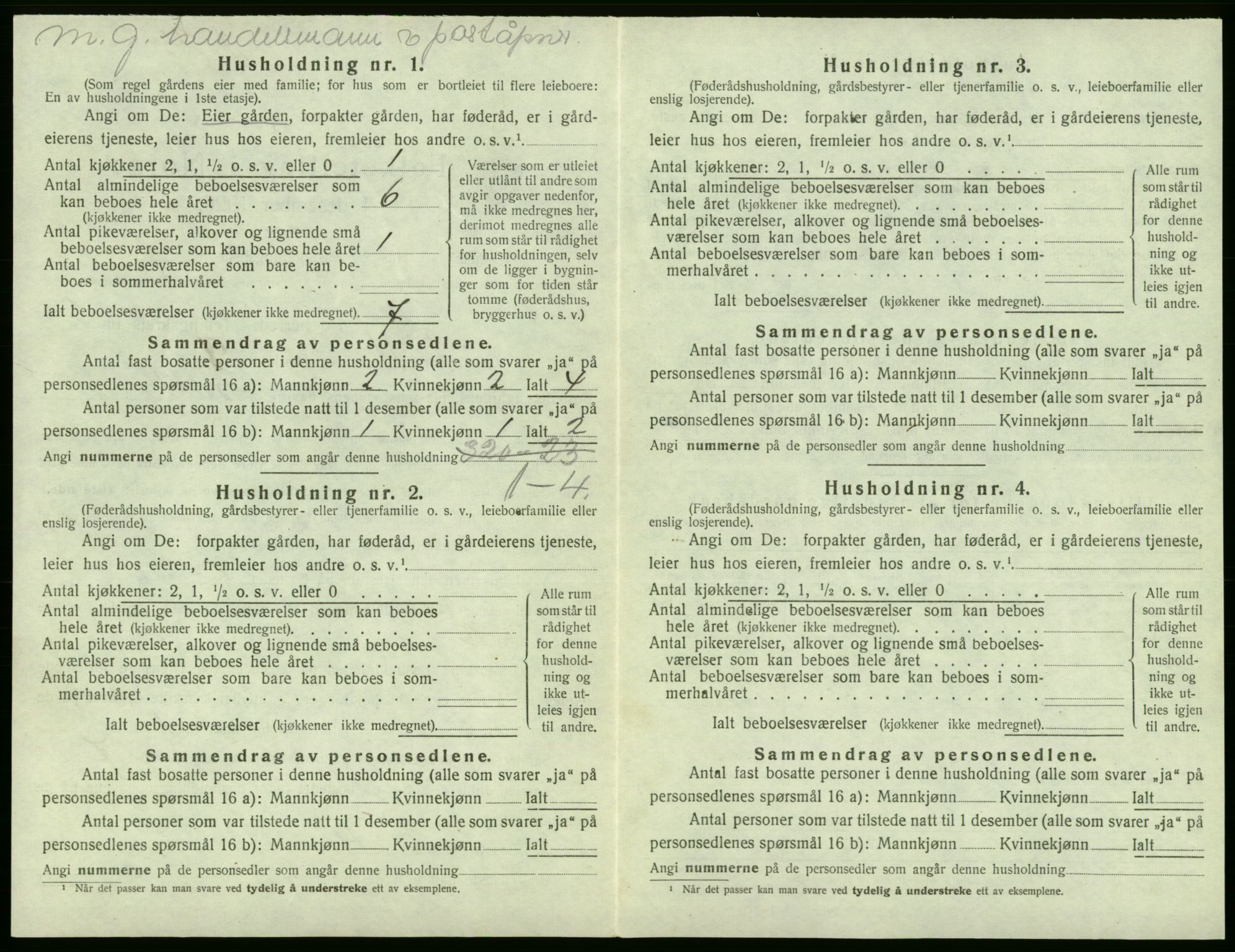 SAB, 1920 census for Fjell, 1920, p. 275