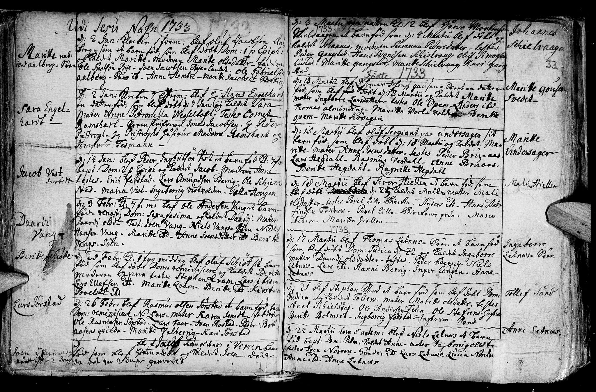 Ministerialprotokoller, klokkerbøker og fødselsregistre - Nord-Trøndelag, SAT/A-1458/730/L0272: Parish register (official) no. 730A01, 1733-1764, p. 33