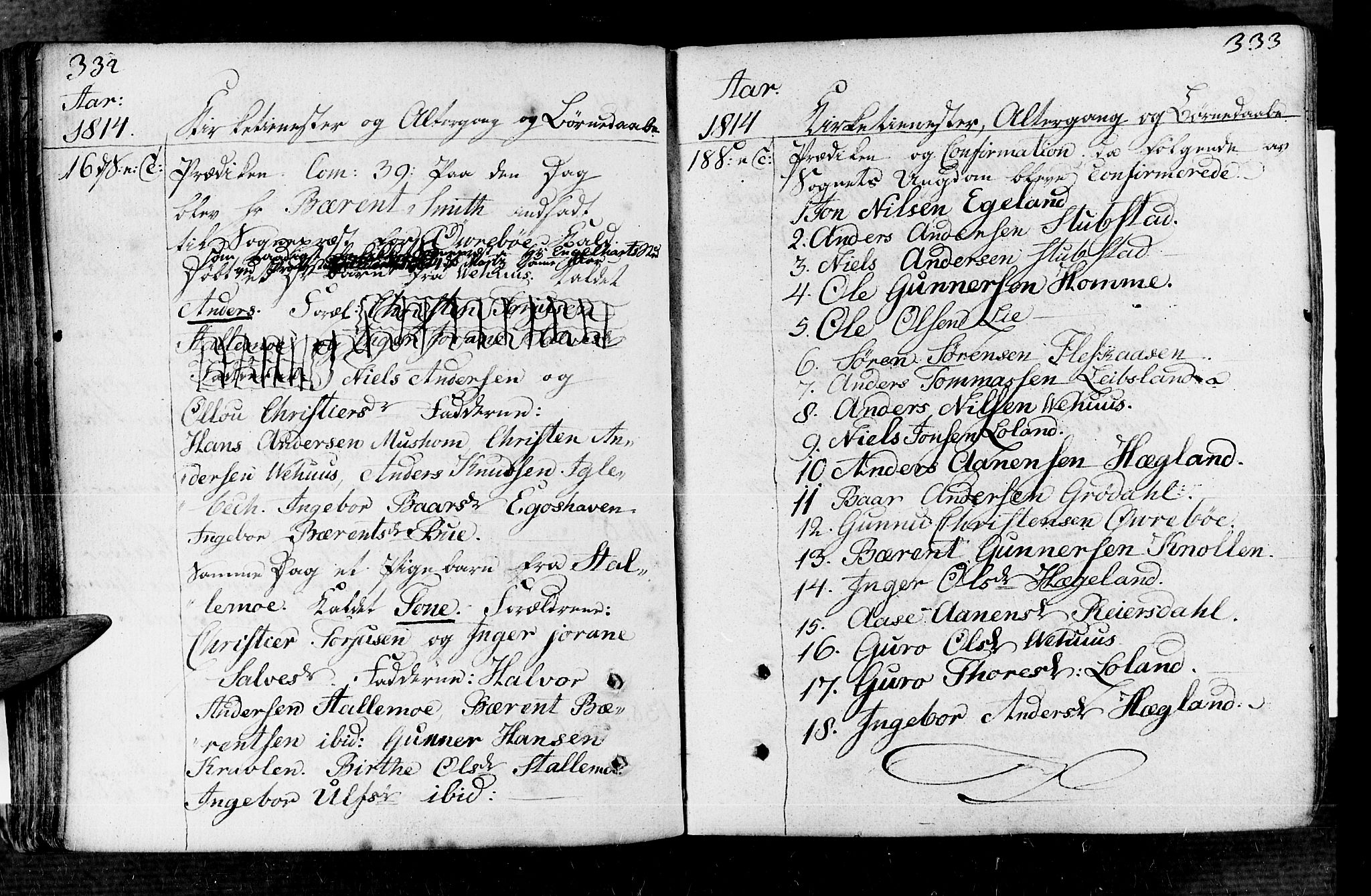 Vennesla sokneprestkontor, AV/SAK-1111-0045/Fa/Fac/L0002: Parish register (official) no. A 2, 1785-1834, p. 332-333