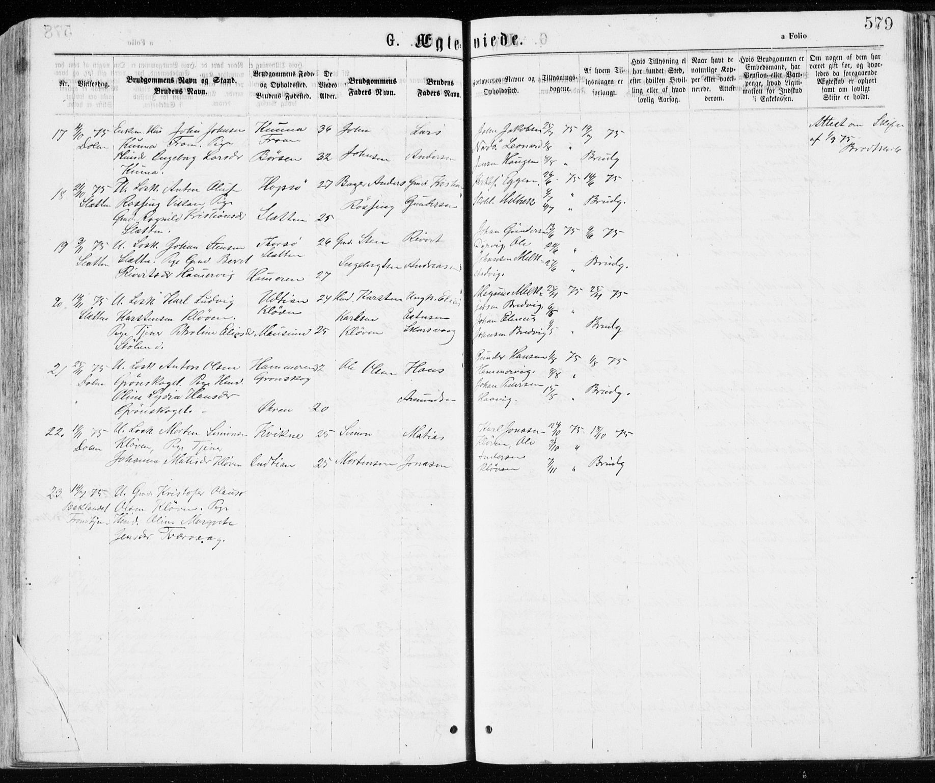Ministerialprotokoller, klokkerbøker og fødselsregistre - Sør-Trøndelag, SAT/A-1456/640/L0576: Parish register (official) no. 640A01, 1846-1876, p. 579