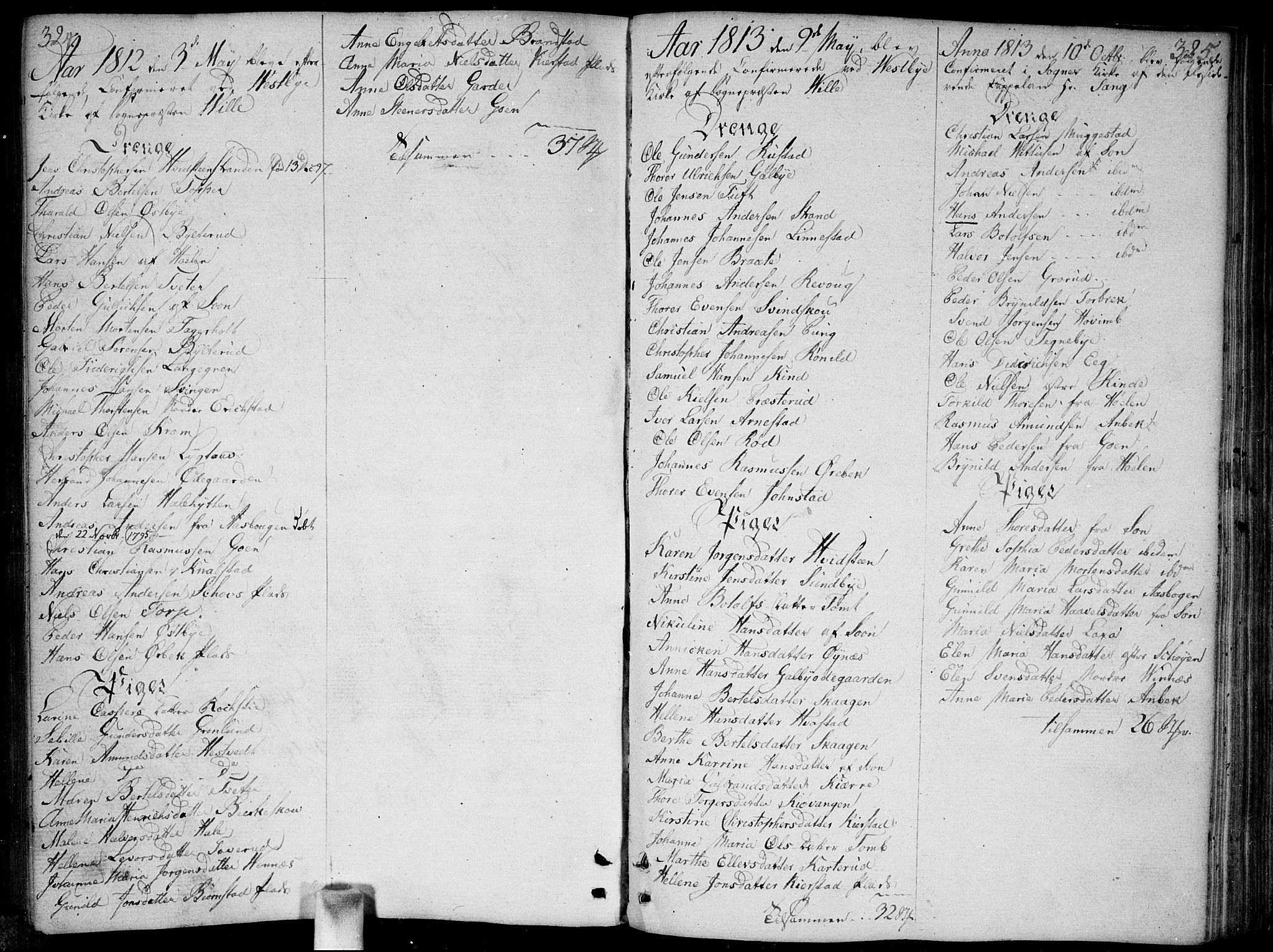 Vestby prestekontor Kirkebøker, SAO/A-10893/F/Fa/L0004: Parish register (official) no. I 4, 1797-1813, p. 324-325