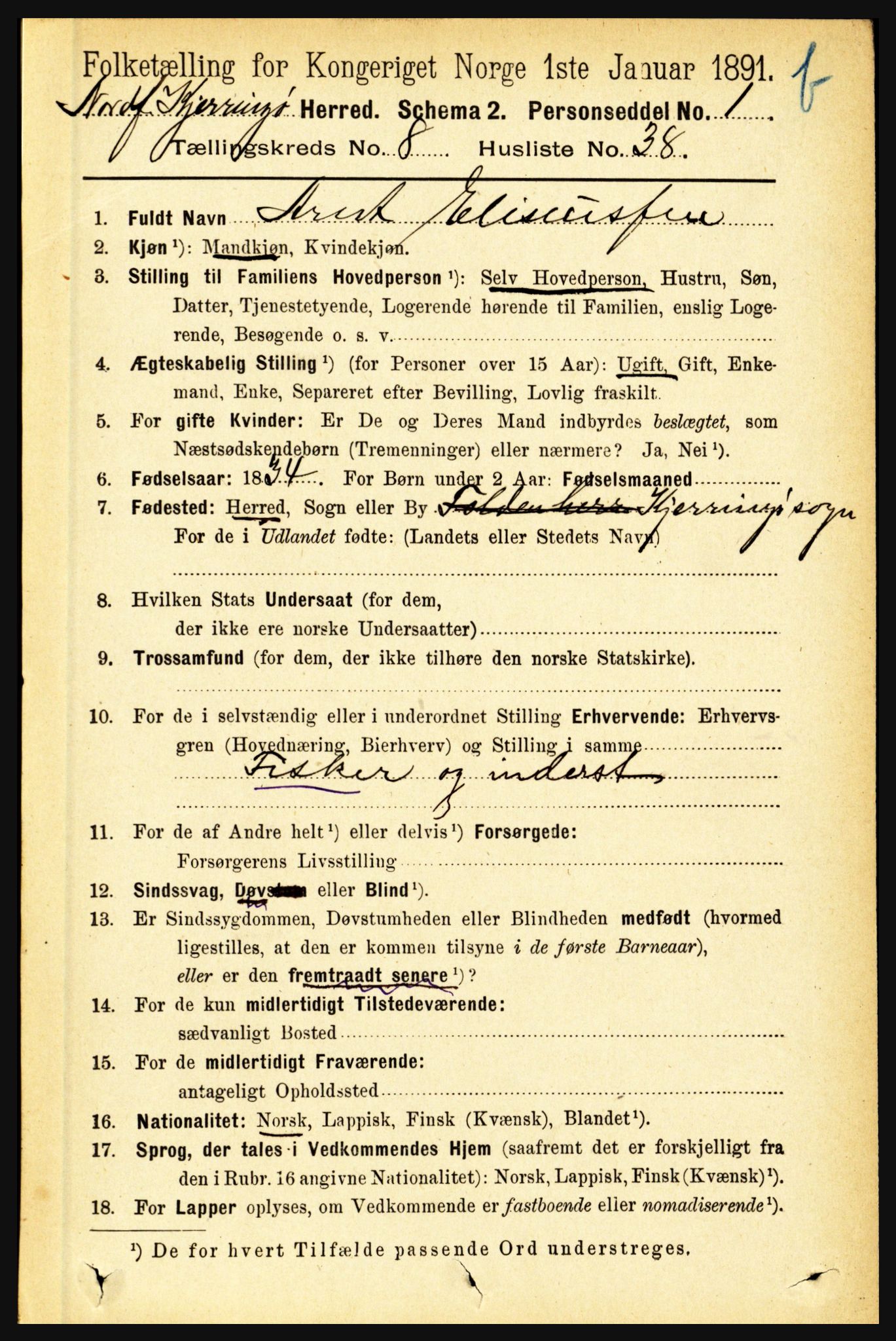 RA, 1891 census for 1846 Nordfold-Kjerringøy, 1891, p. 2181