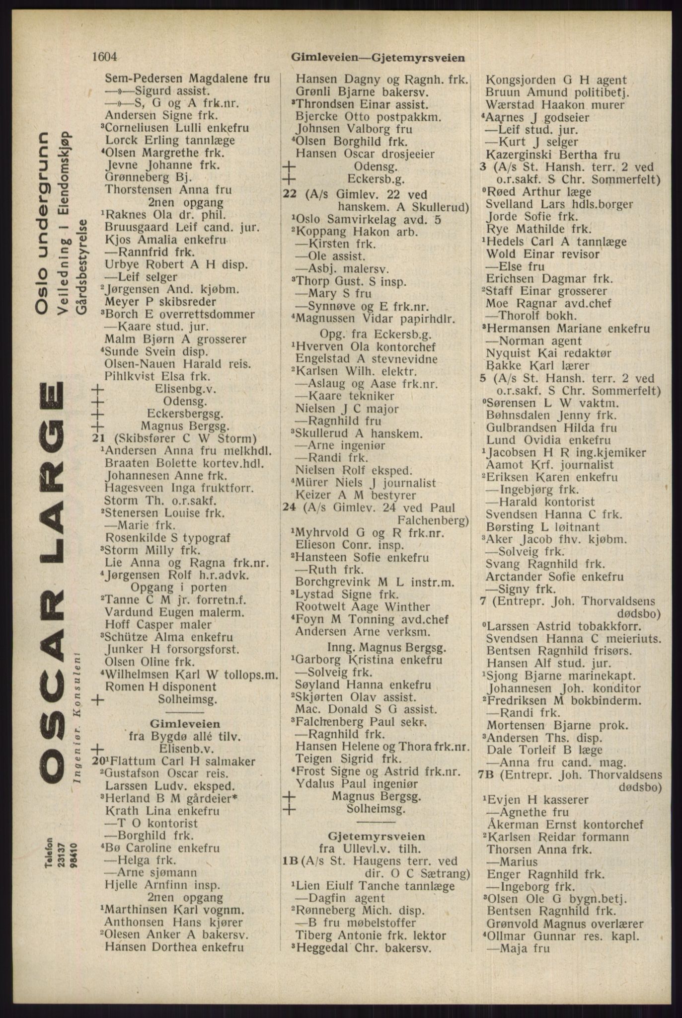 Kristiania/Oslo adressebok, PUBL/-, 1934, p. 1604