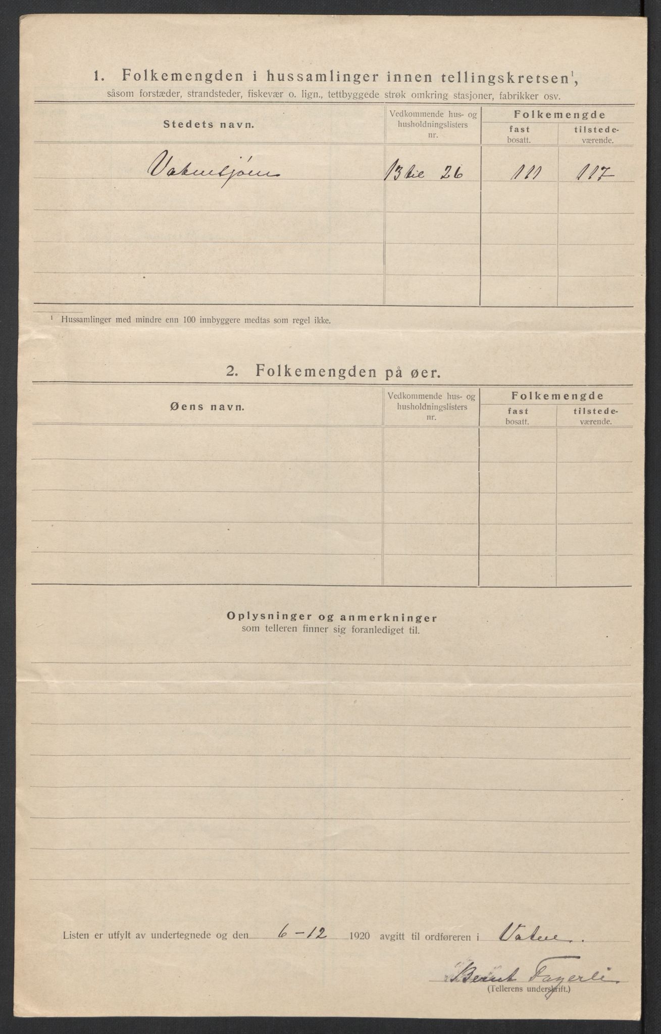 SAT, 1920 census for Vatne, 1920, p. 20