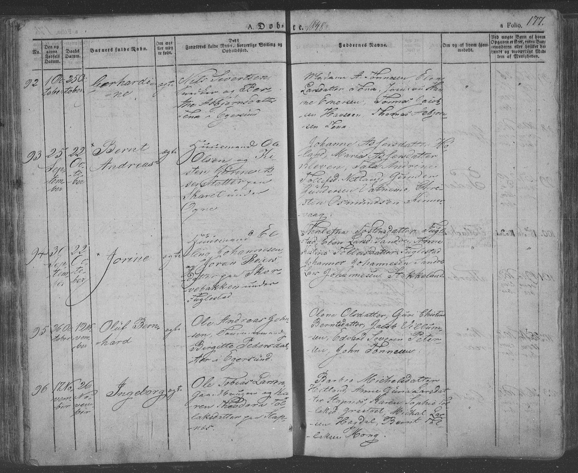 Eigersund sokneprestkontor, AV/SAST-A-101807/S08/L0009: Parish register (official) no. A 9, 1827-1850, p. 177