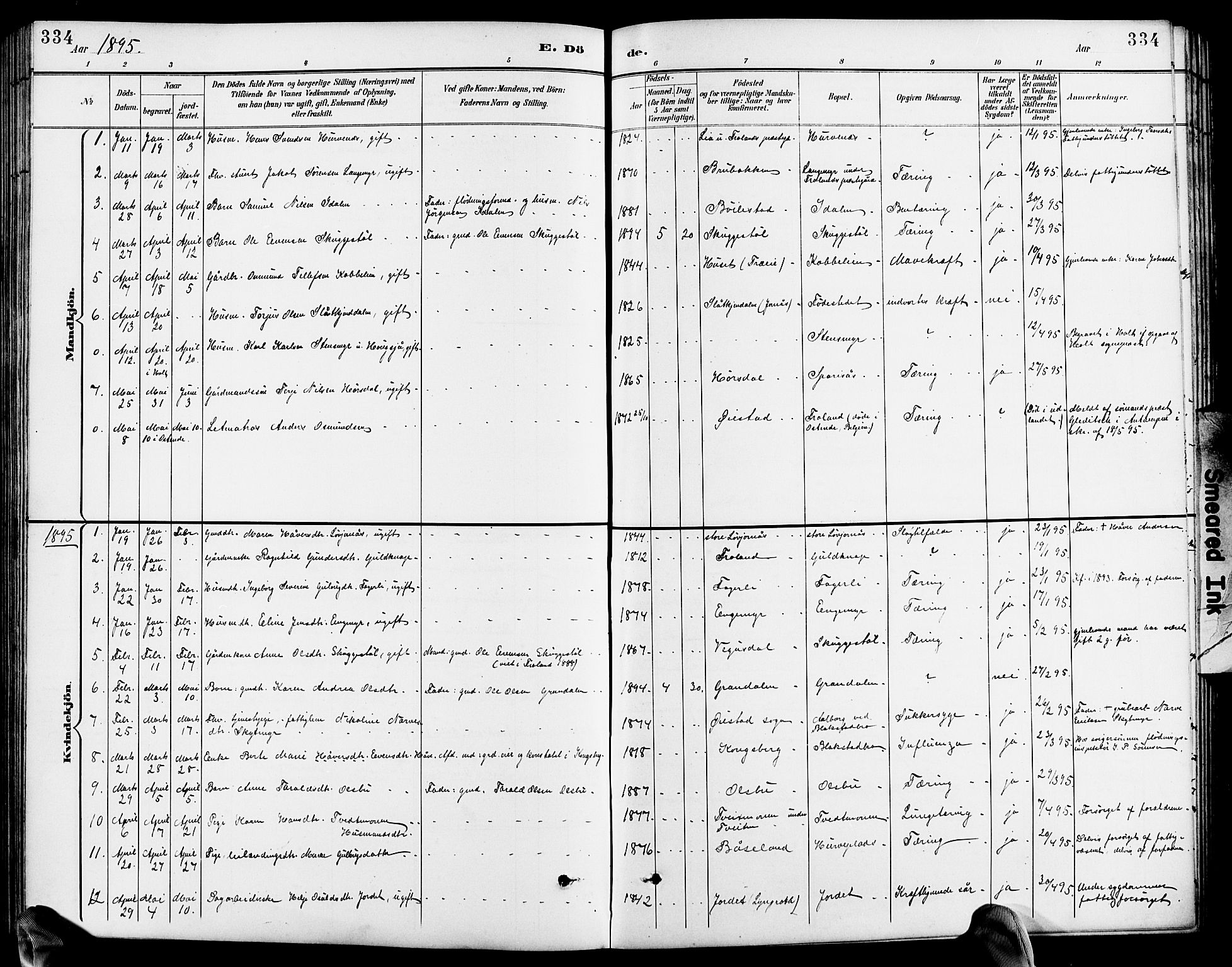 Froland sokneprestkontor, AV/SAK-1111-0013/F/Fb/L0010: Parish register (copy) no. B 10, 1893-1920, p. 334