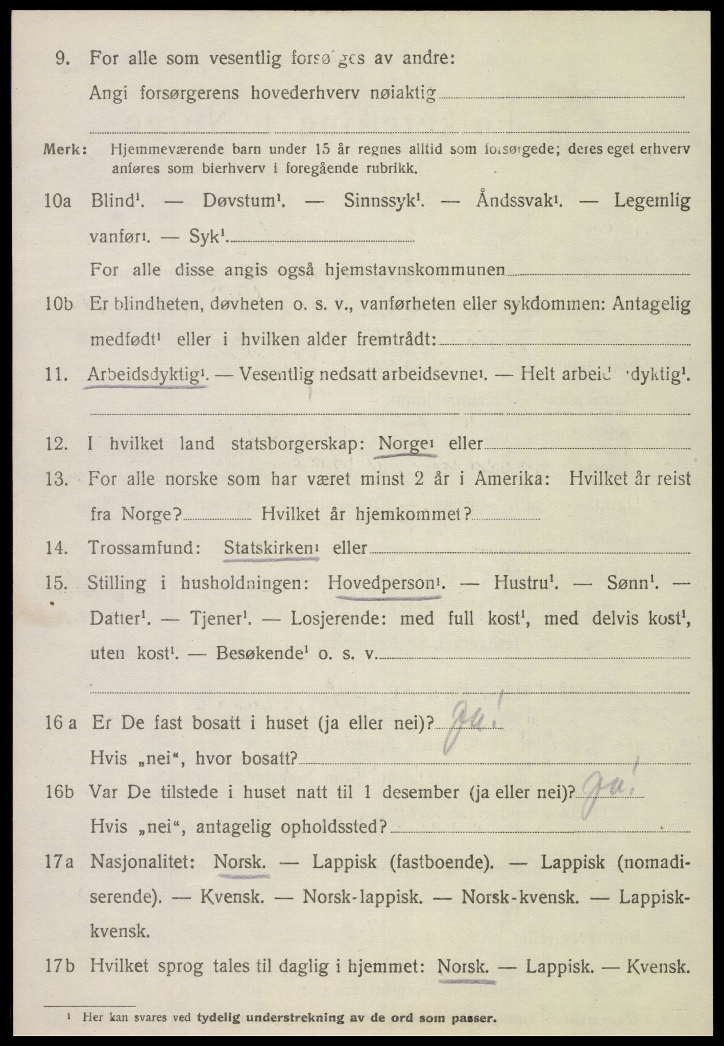 SAT, 1920 census for Verdal, 1920, p. 14828