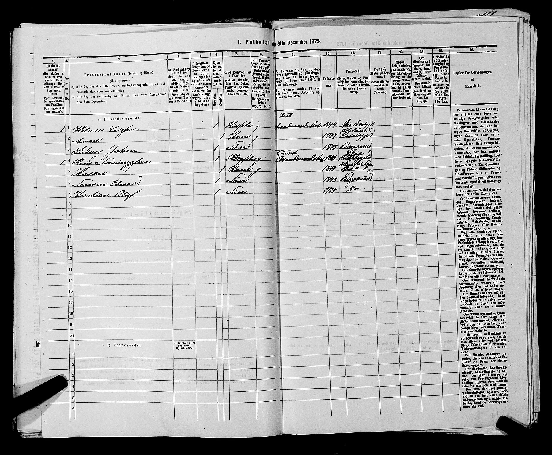 SAKO, 1875 census for 0805P Porsgrunn, 1875, p. 743