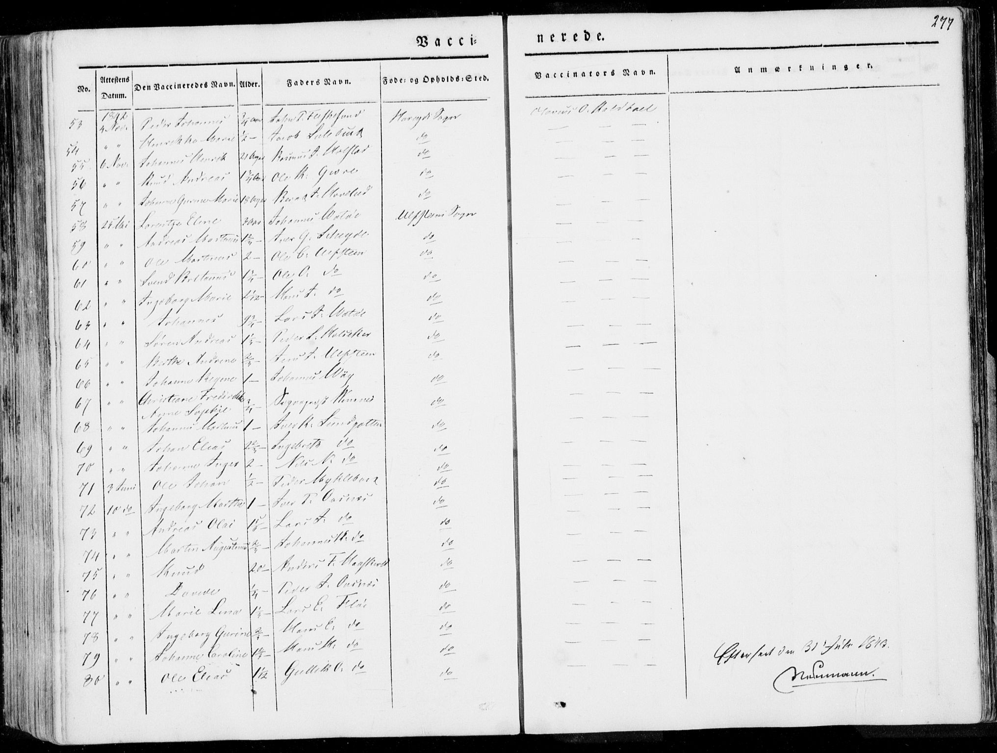 Ministerialprotokoller, klokkerbøker og fødselsregistre - Møre og Romsdal, AV/SAT-A-1454/509/L0104: Parish register (official) no. 509A02, 1833-1847, p. 277