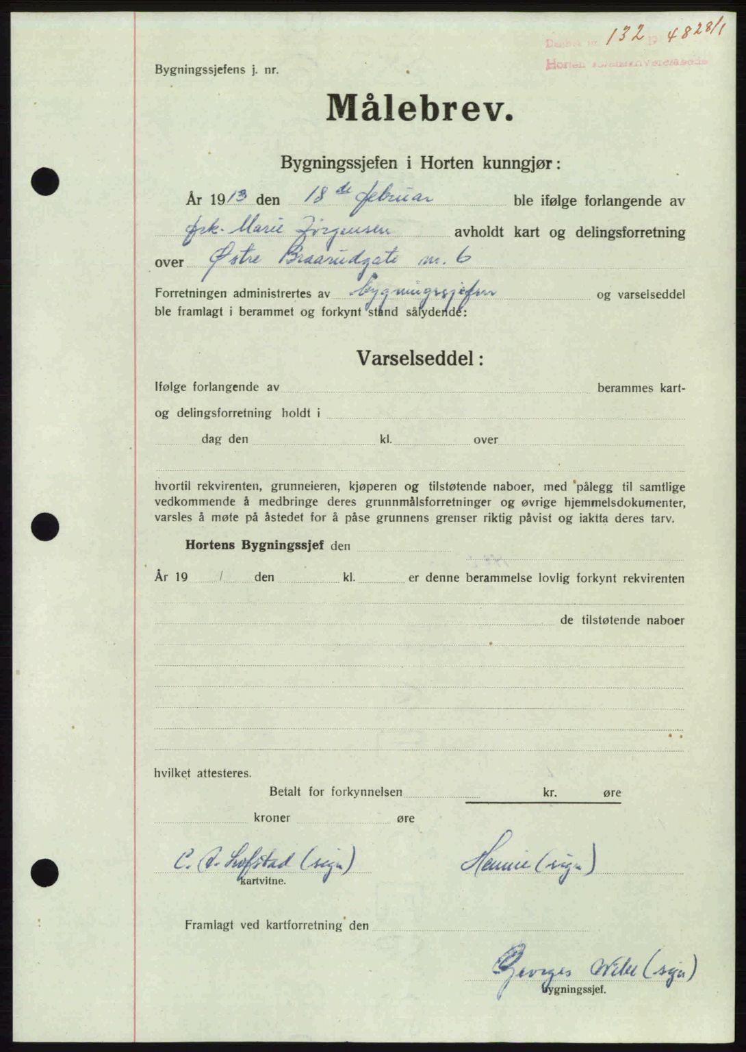 Horten sorenskriveri, AV/SAKO-A-133/G/Ga/Gaa/L0010: Mortgage book no. A-10, 1947-1948, Diary no: : 132/1948