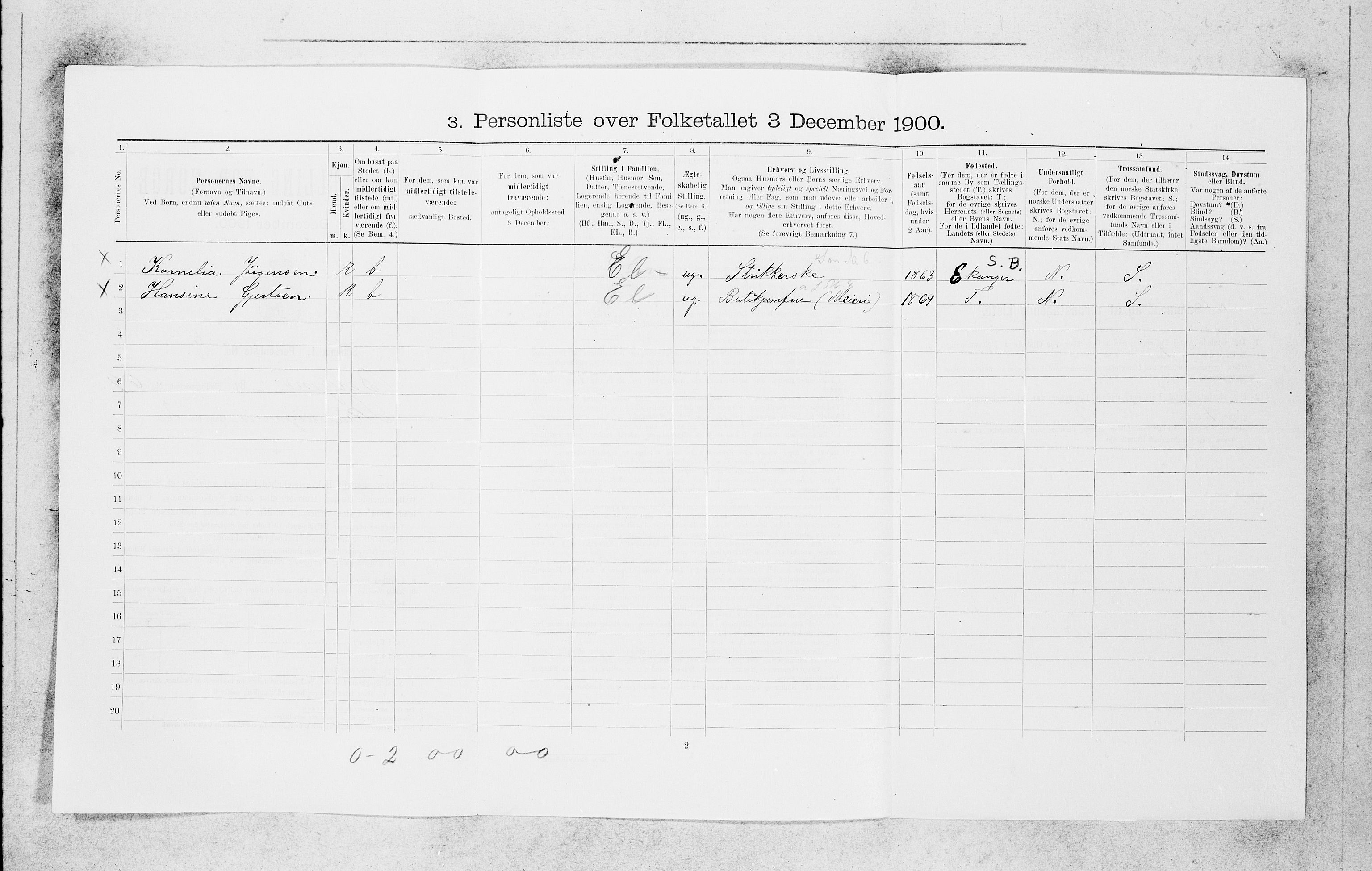 SAB, 1900 census for Bergen, 1900, p. 14108