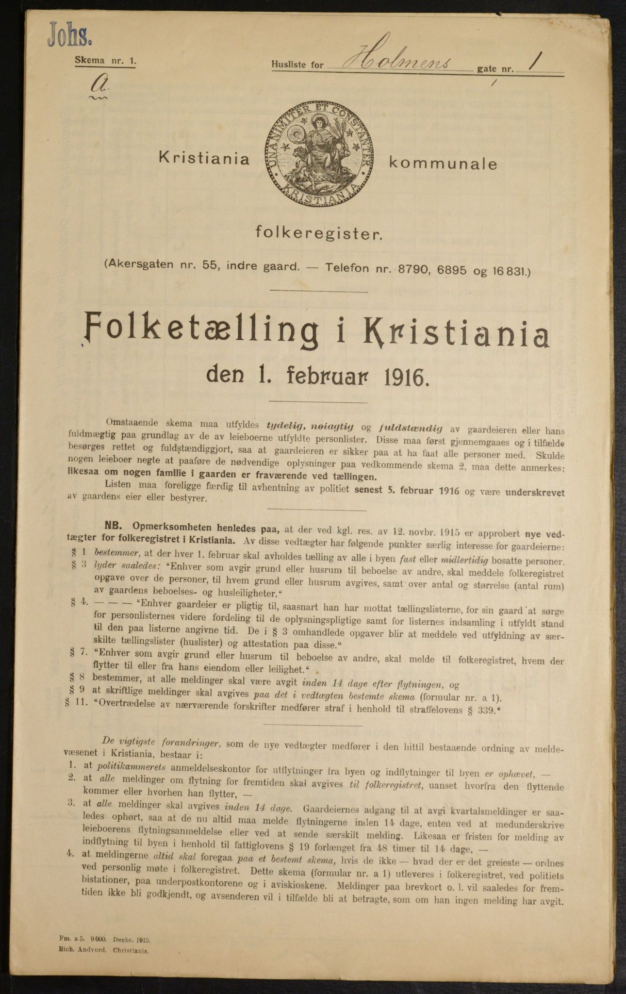 OBA, Municipal Census 1916 for Kristiania, 1916, p. 41482