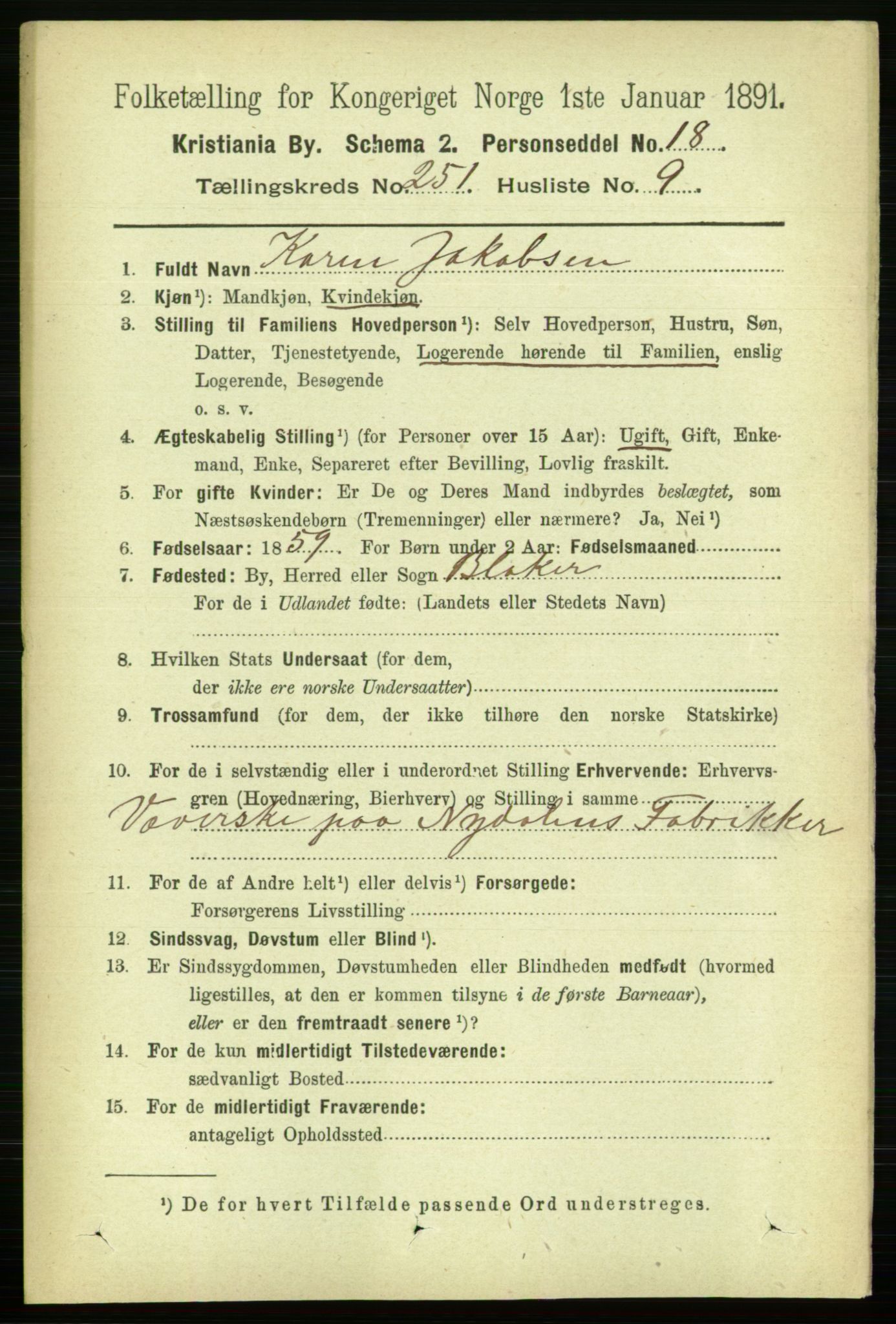 RA, 1891 census for 0301 Kristiania, 1891, p. 153261