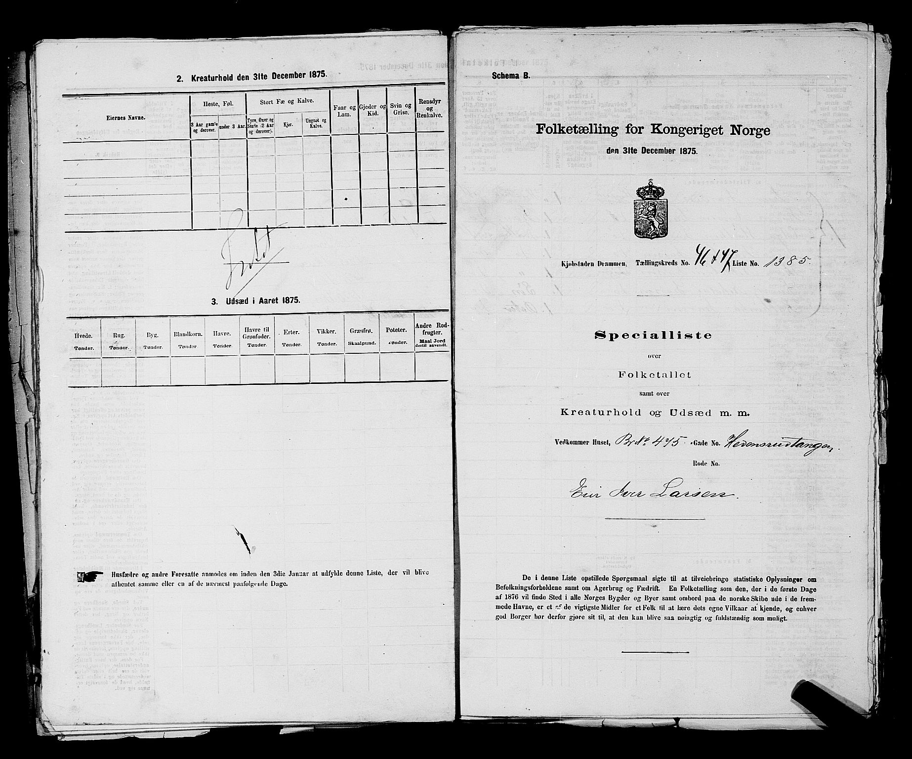 SAKO, 1875 census for 0602 Drammen, 1875, p. 3712