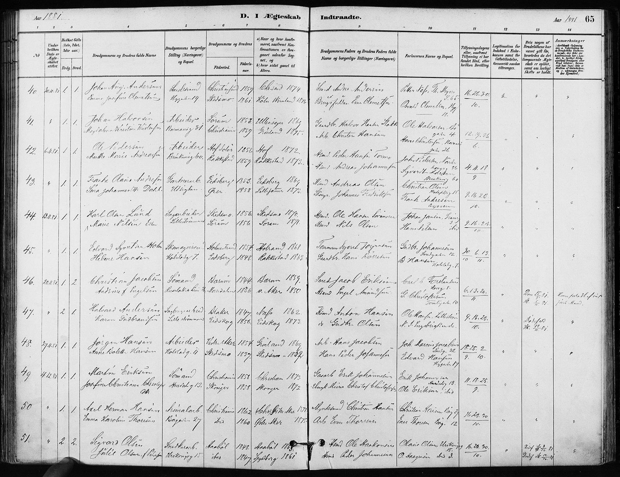 Kampen prestekontor Kirkebøker, SAO/A-10853/F/Fa/L0002: Parish register (official) no. I 2, 1880-1888, p. 65
