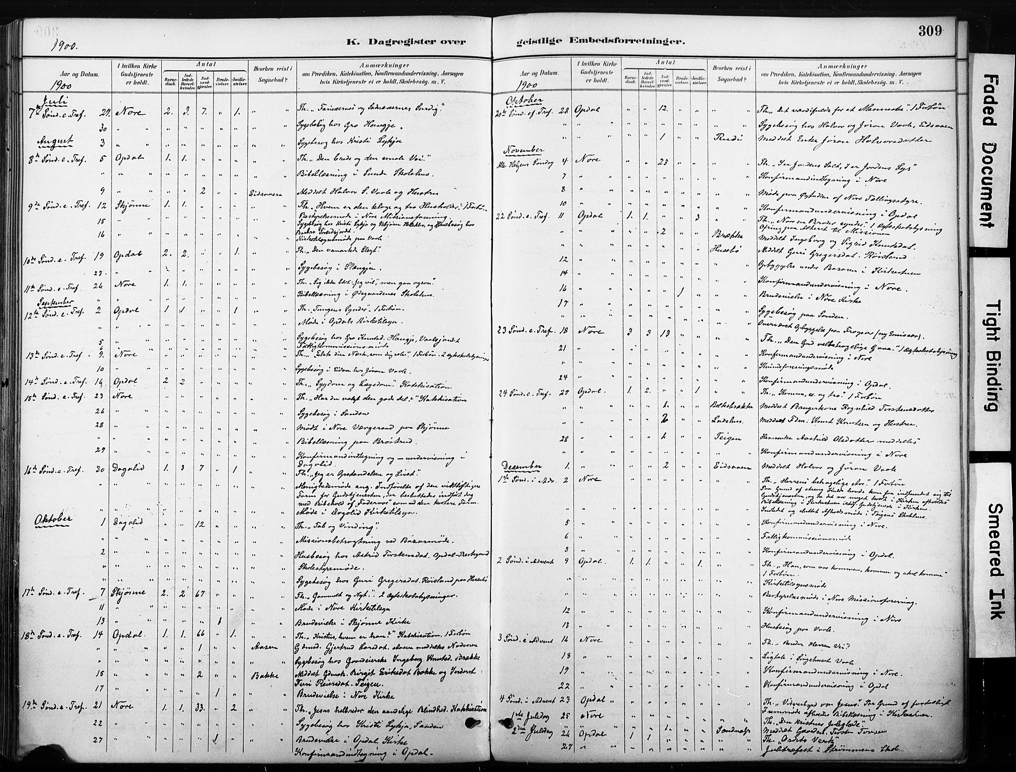 Nore kirkebøker, AV/SAKO-A-238/F/Fb/L0002: Parish register (official) no. II 2, 1886-1906, p. 309