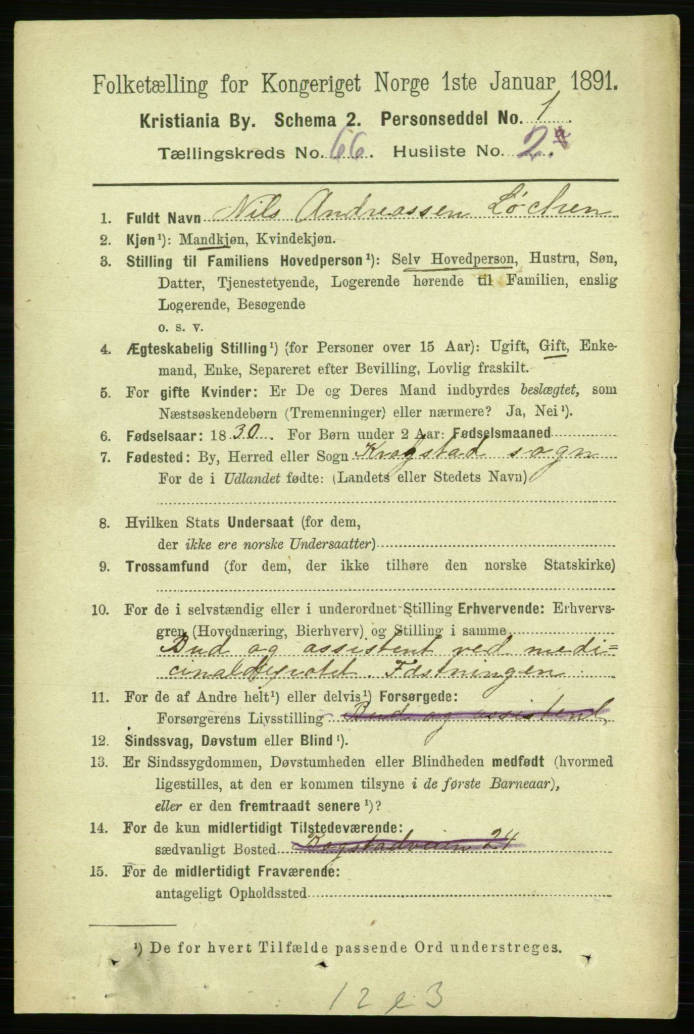 RA, 1891 census for 0301 Kristiania, 1891, p. 35631