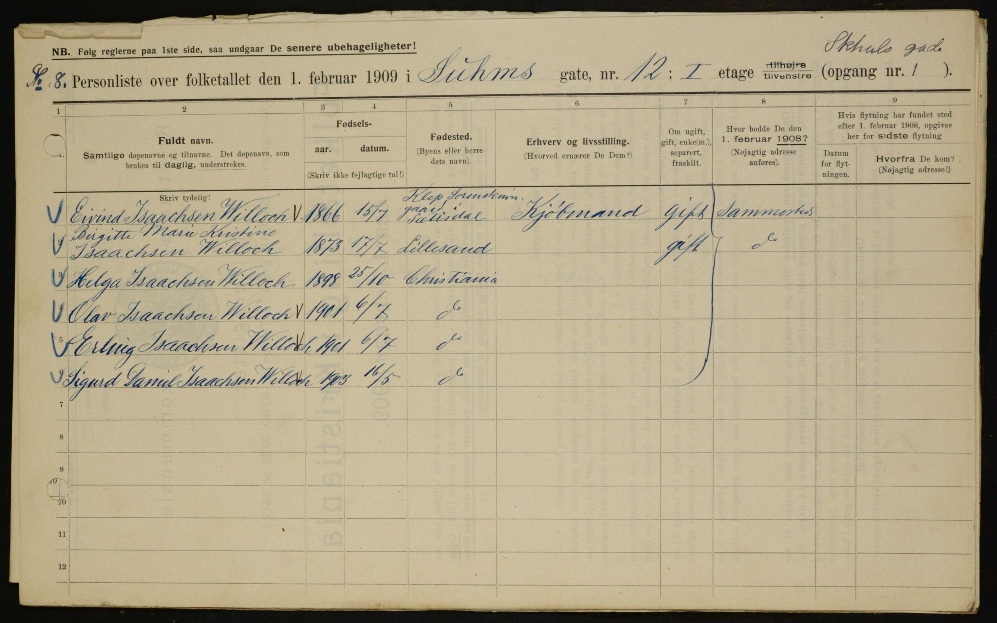 OBA, Municipal Census 1909 for Kristiania, 1909, p. 94648