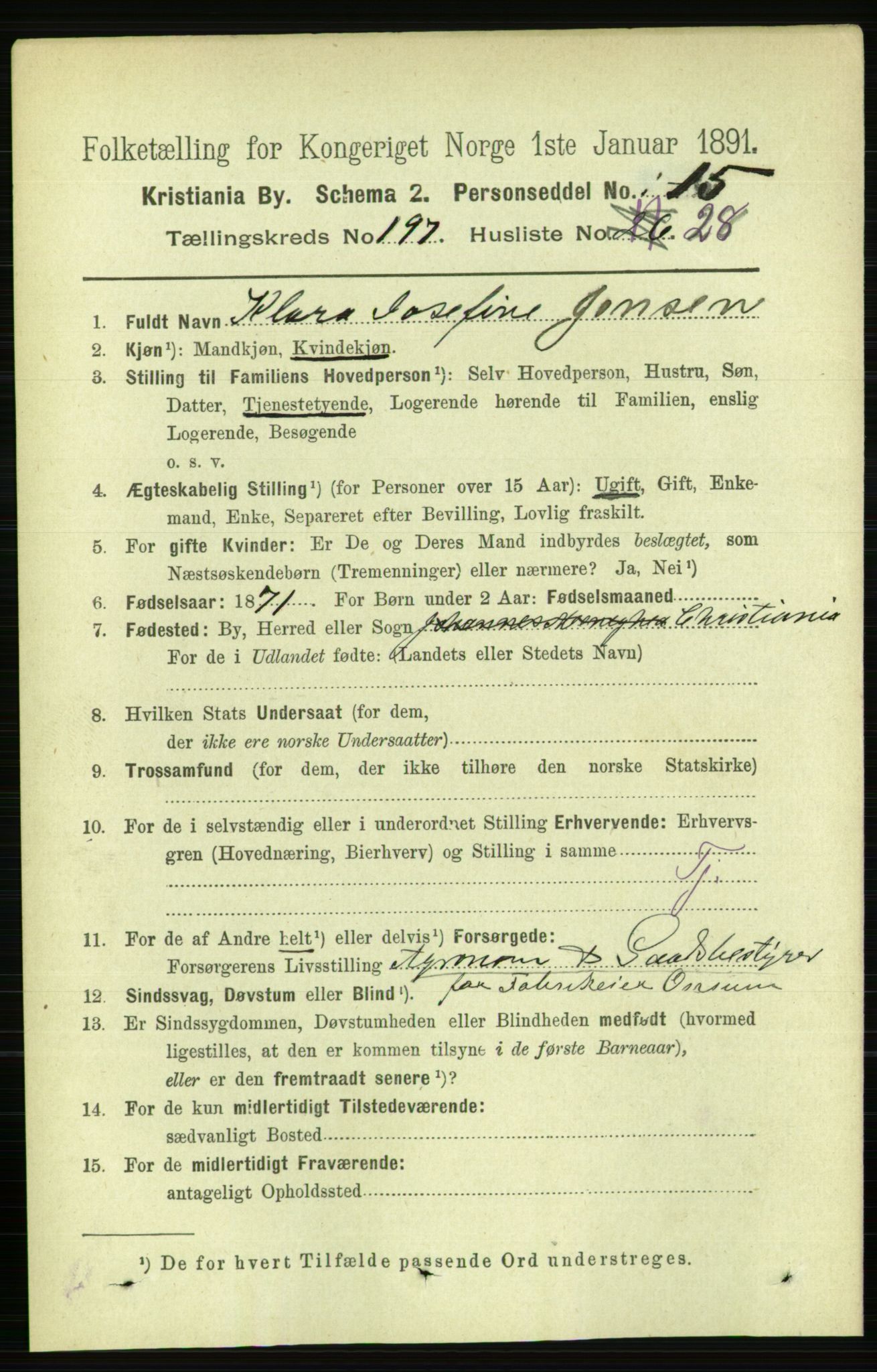 RA, 1891 census for 0301 Kristiania, 1891, p. 119204