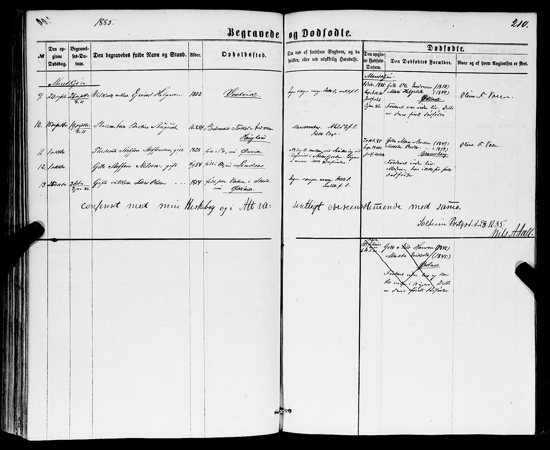 Sveio Sokneprestembete, AV/SAB-A-78501/H/Hab: Parish register (copy) no. B 1, 1864-1886, p. 210